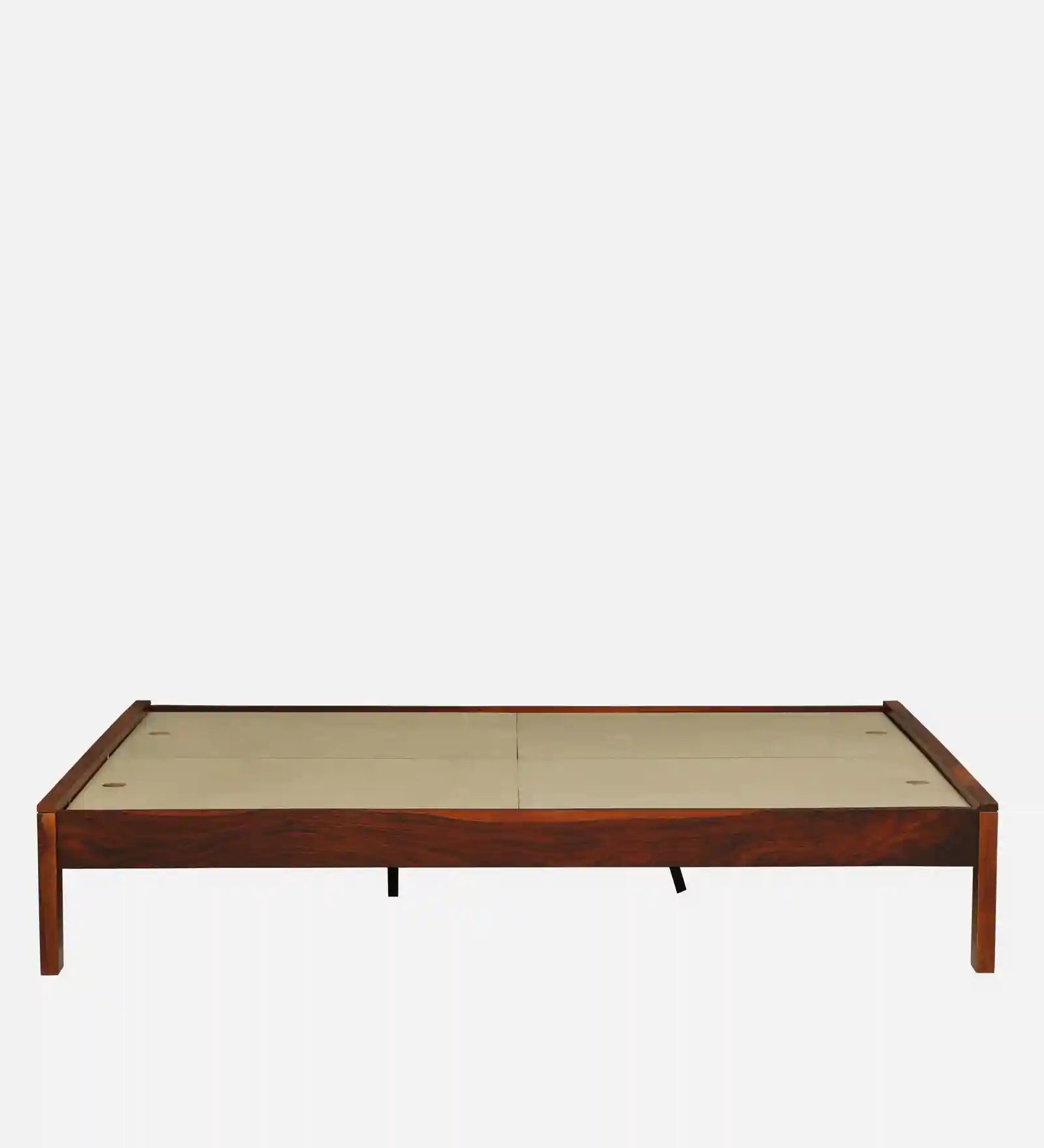 sthira king size bed without storage honey finish premium solid wood bed design