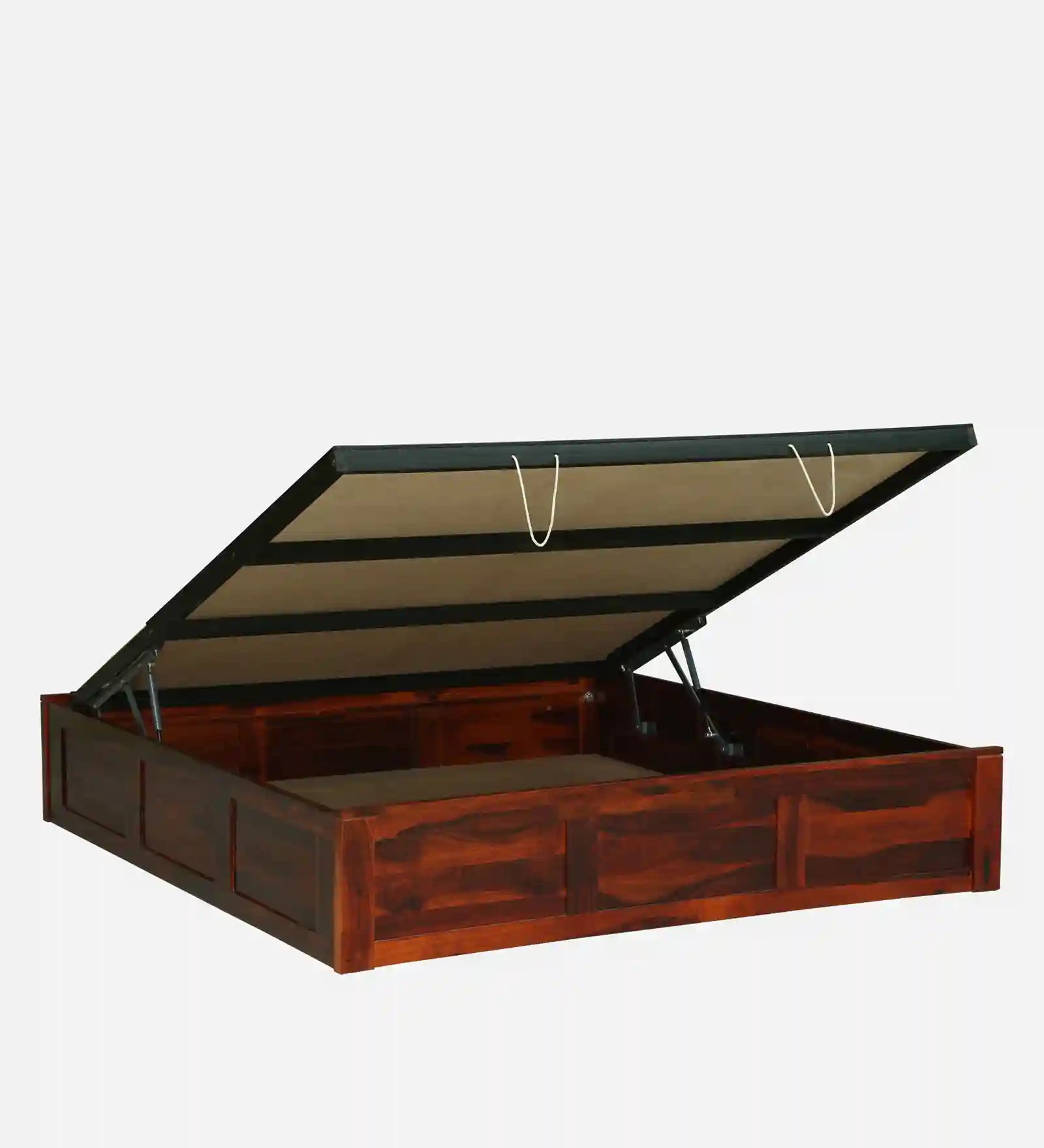 Sthira king bed sheesham wood hydraulic storage frame