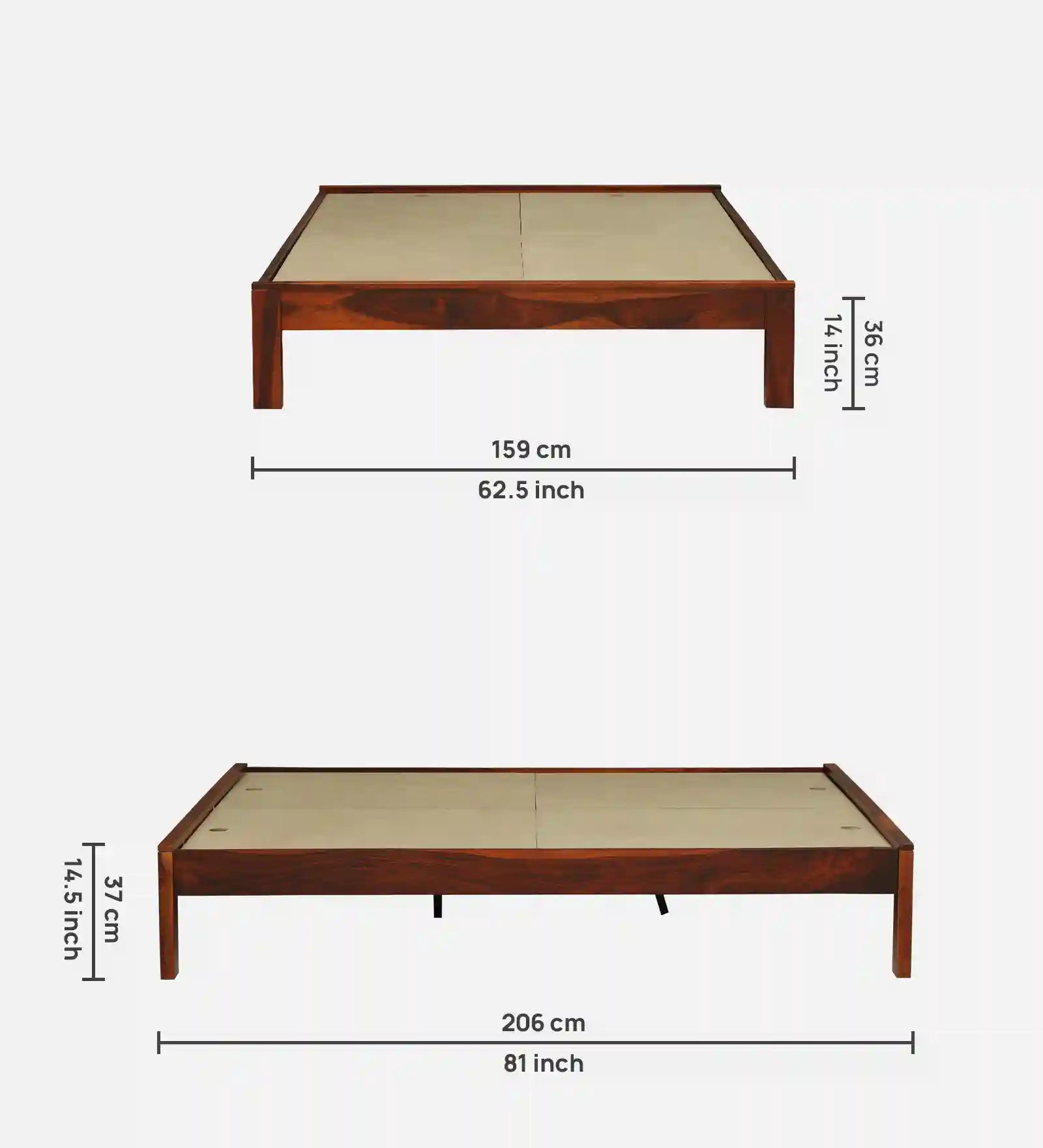 Sthira queen bed plain design wood frame modern bedroom