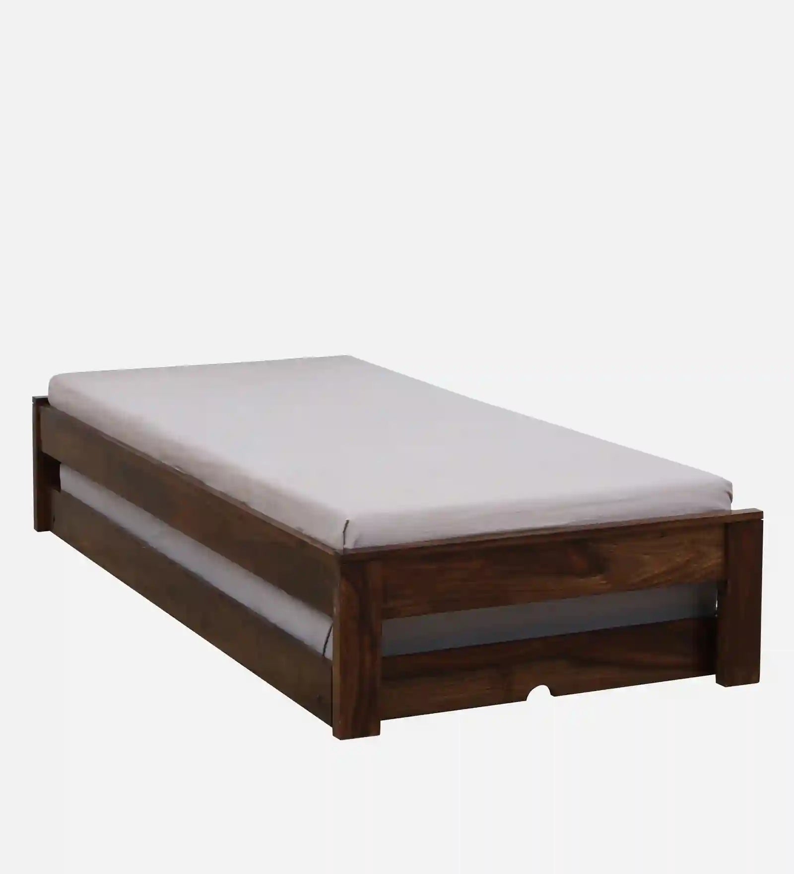 sthira sheesham wood single bed with trundle strong durable wooden frame with pull out bed