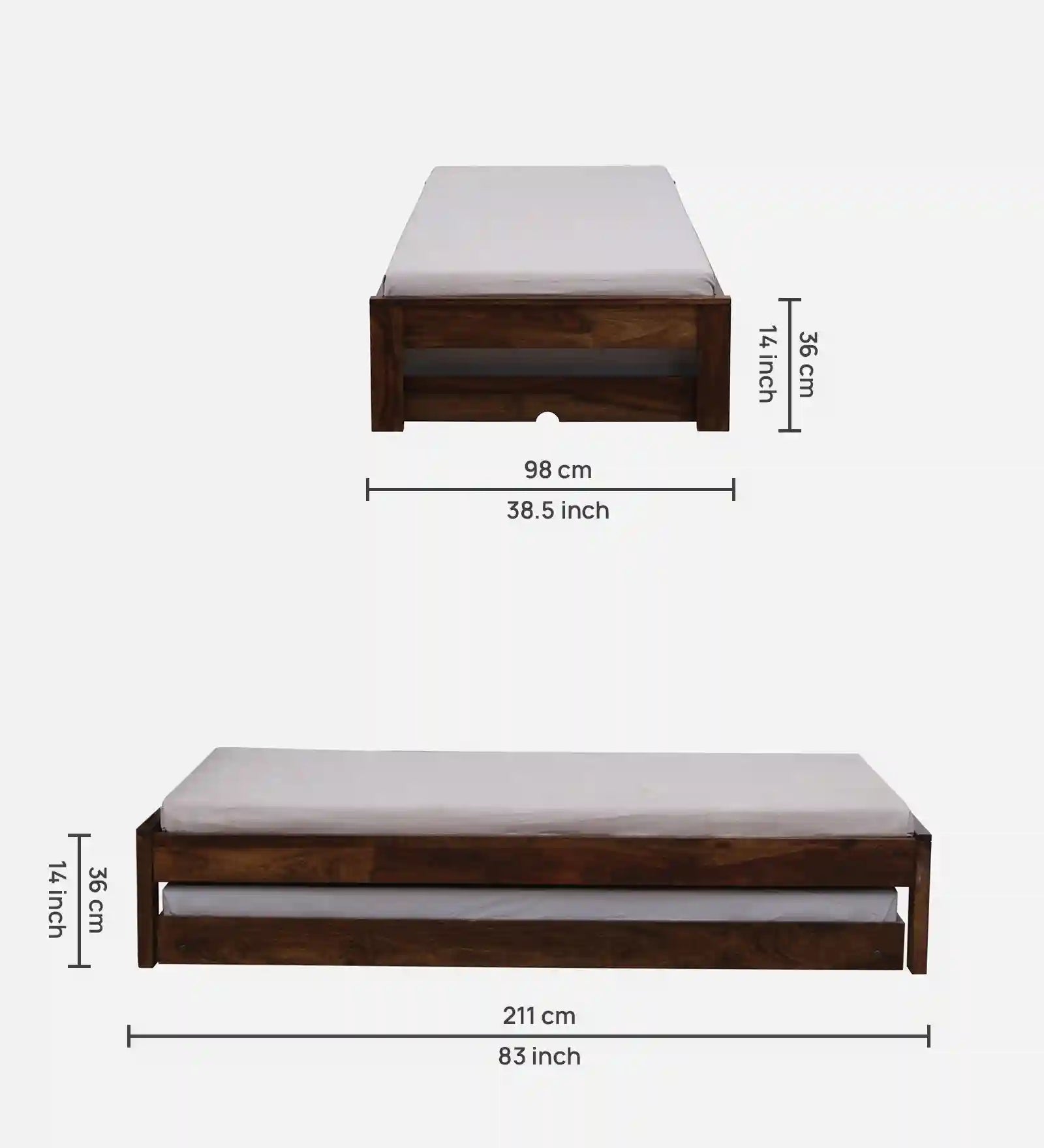 sthira sheesham wood single bed with trundle premium finish durable wooden furniture