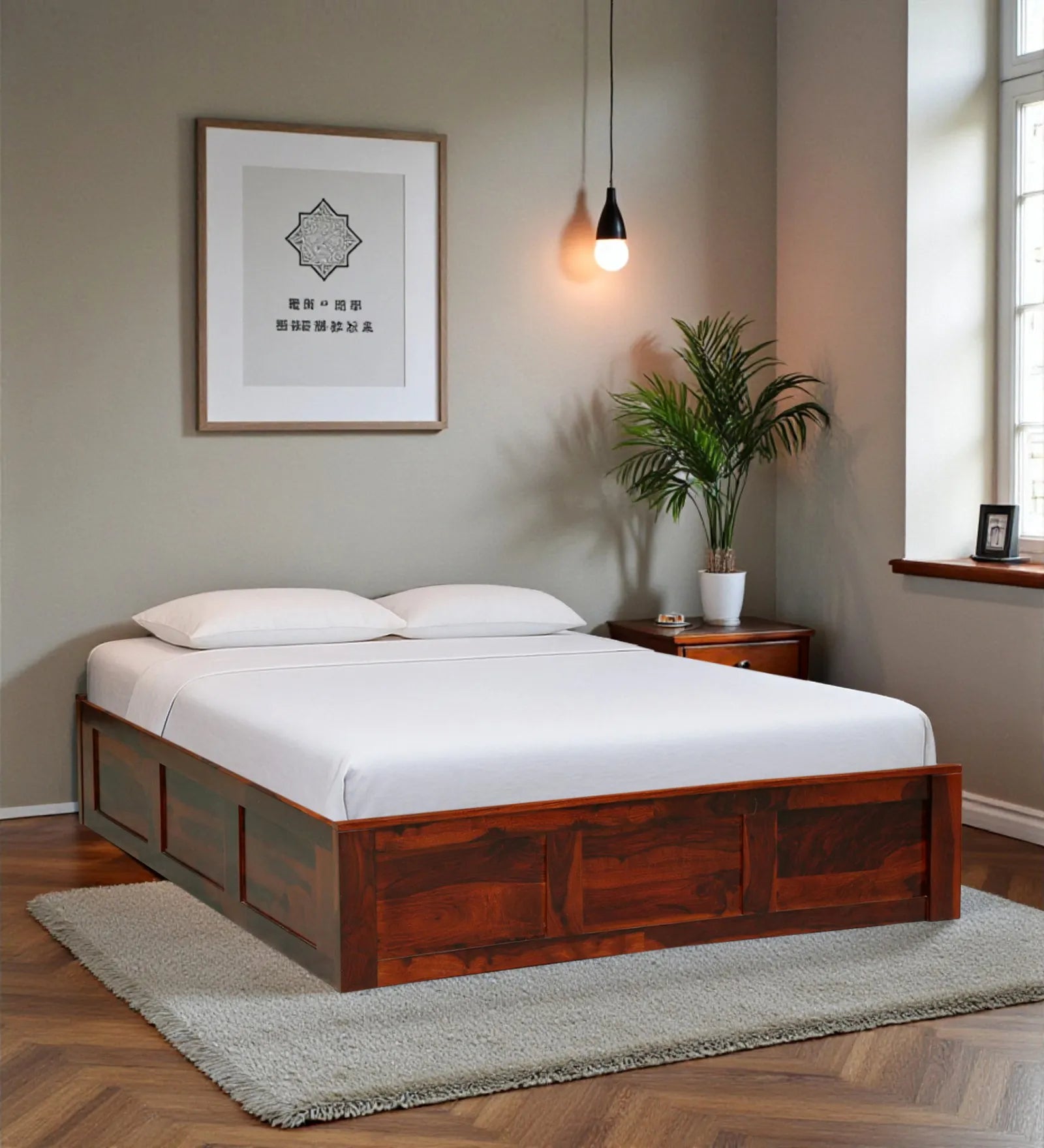 sheesham wood queen size box storage bed frame solid wood india