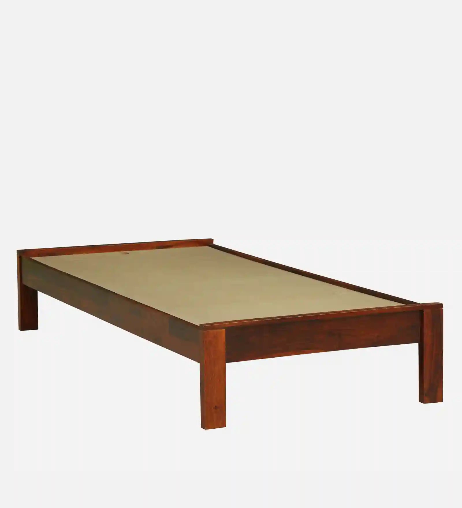 Sthira solid wood single bed clean design wooden bed frame India