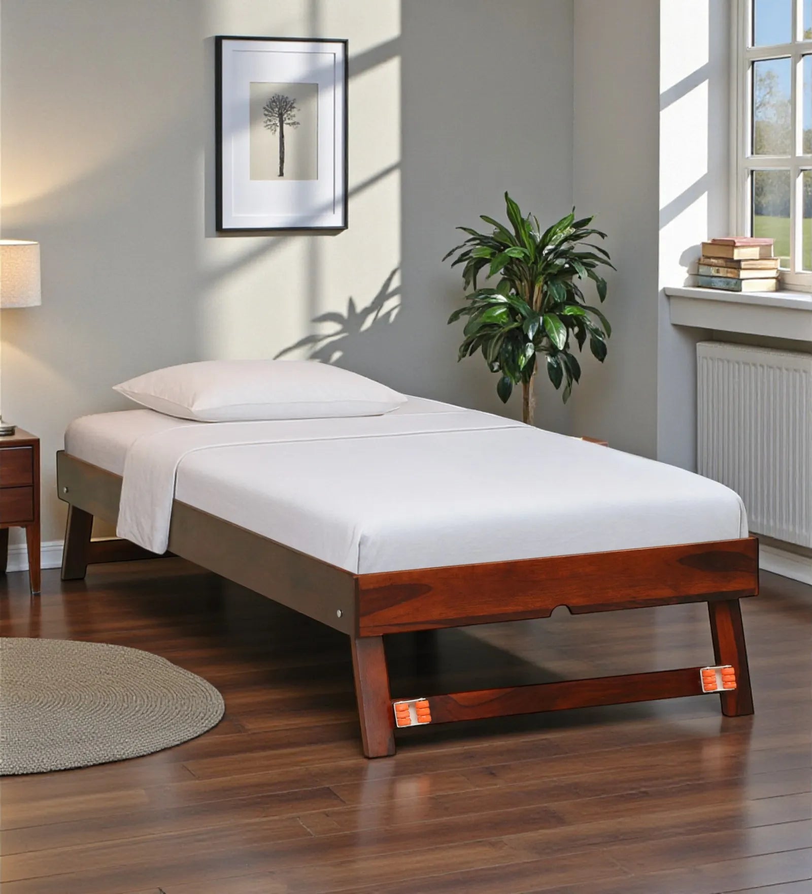 Sthira solid wood trundle bed single size modern pull out bed India