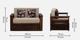 Kapri Solid Wood 2 Seater Sofa cum Bed in Provincial Teak Finish by Rajwada