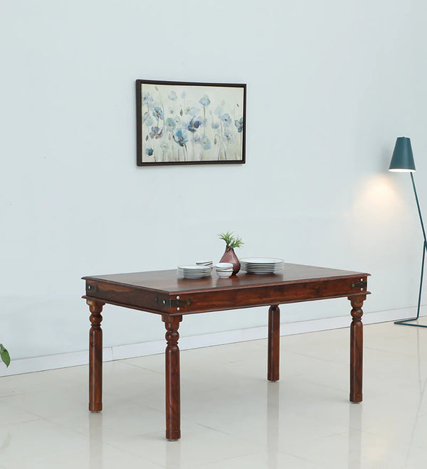 Samrita  Solid Wood 6 Seater Dining Table In Honey Oak Finish By Rajwada