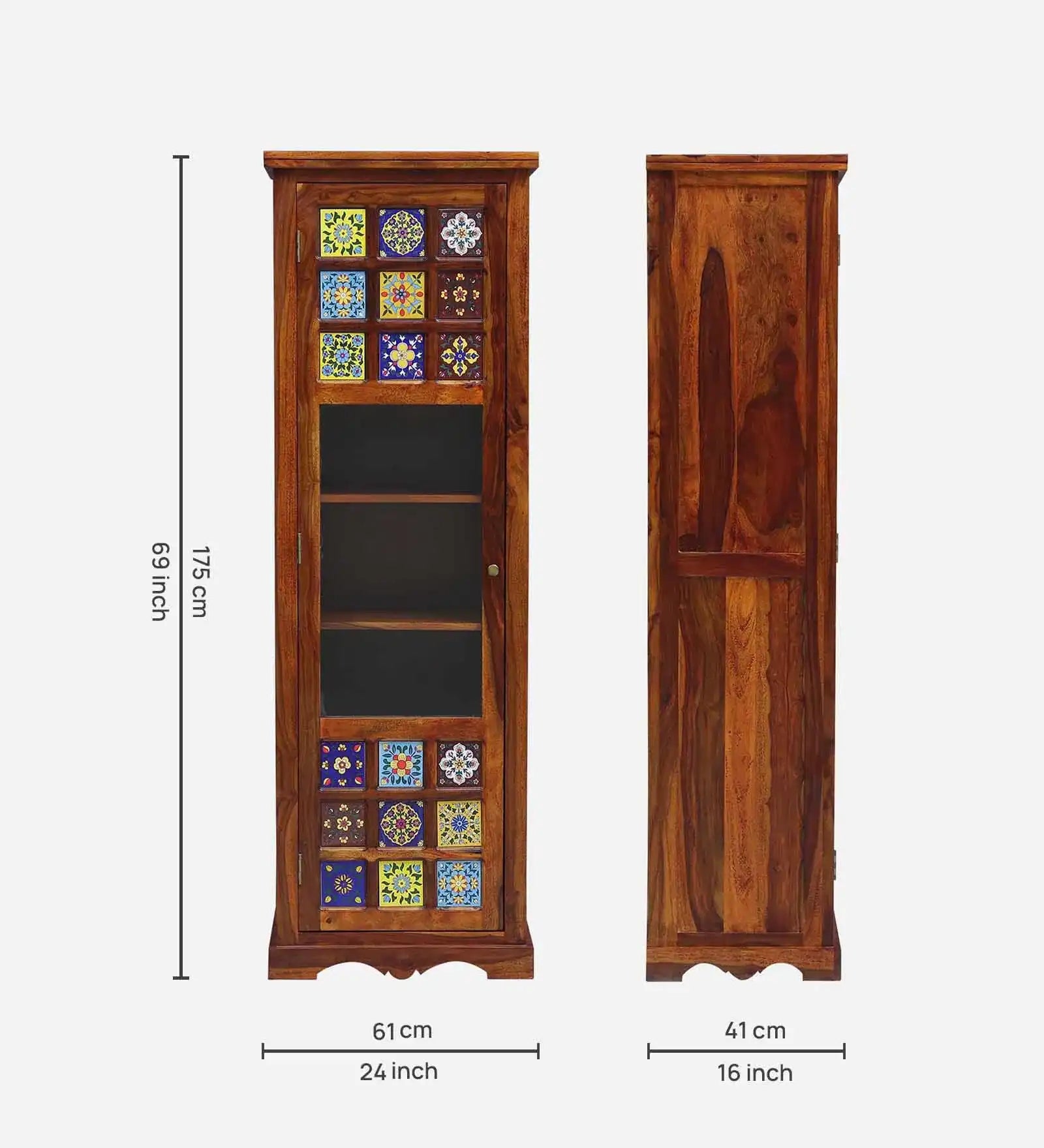 Tall sheesham wood bookcase storage bookshelf for home decor