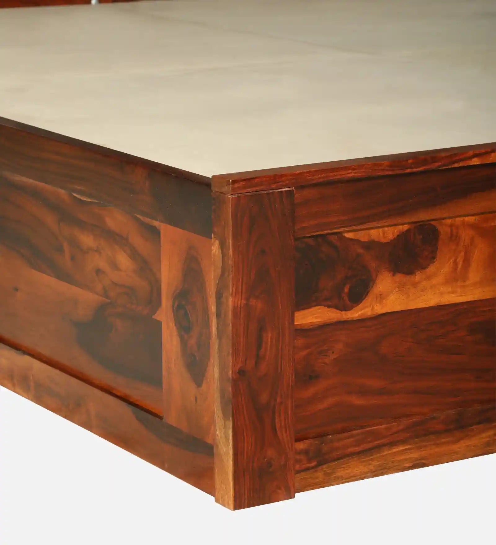 teak finish sheesham wood grain surface hydraulic king size bed india