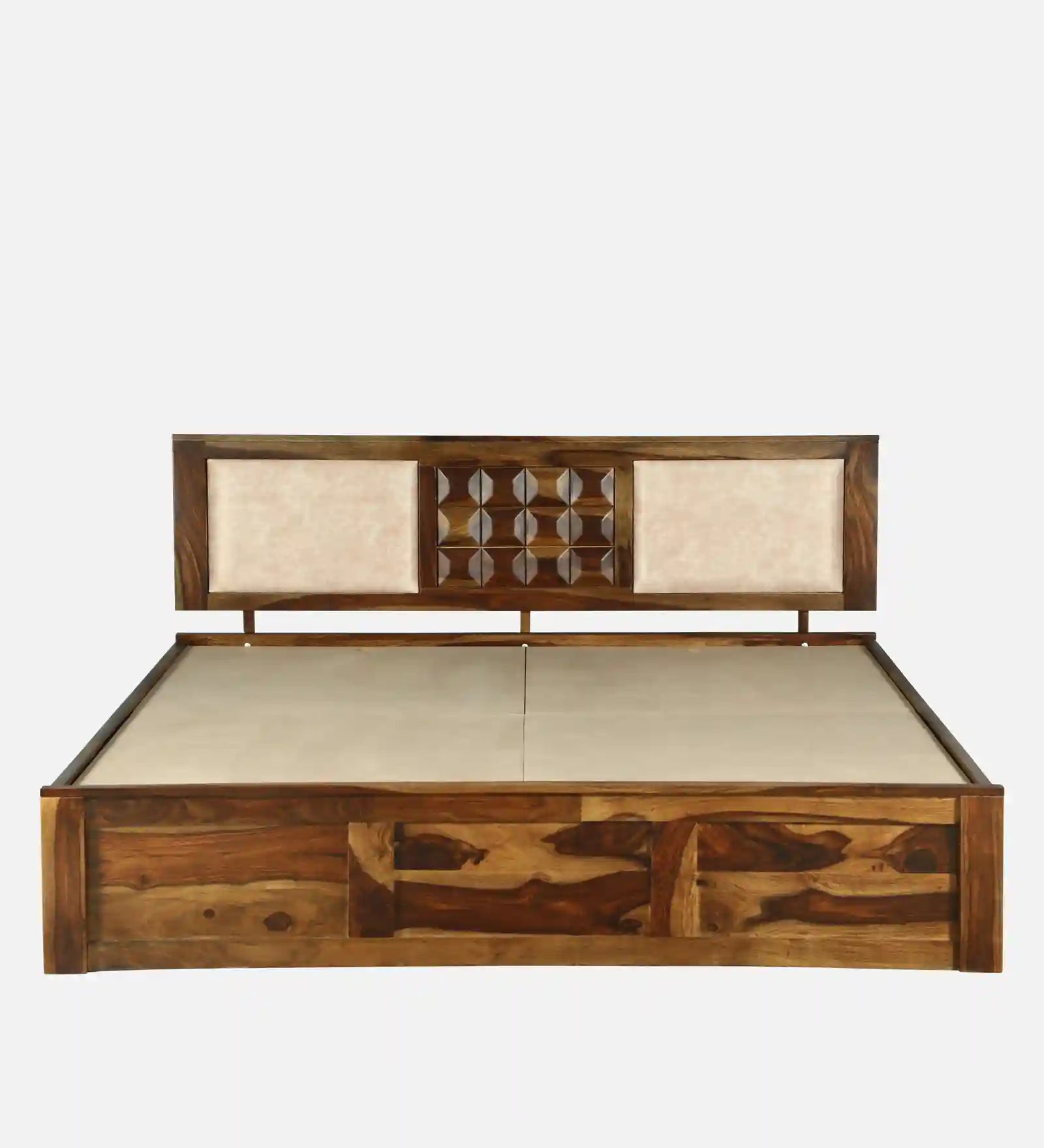 sheesham wood queen size storage bed top view mattress layout wooden bed india