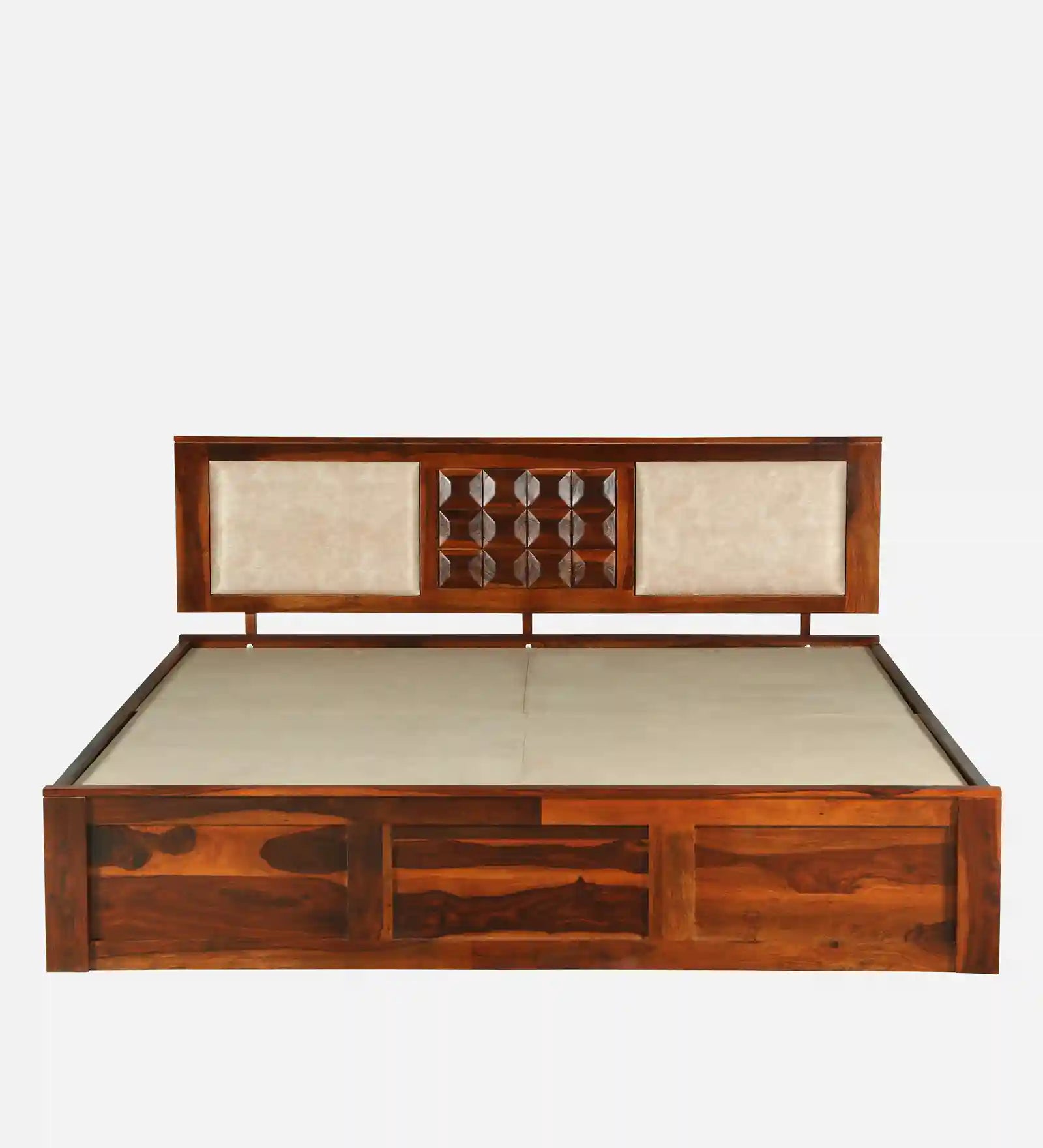 sheesham wood queen size bed top view mattress layout box storage wooden bed india