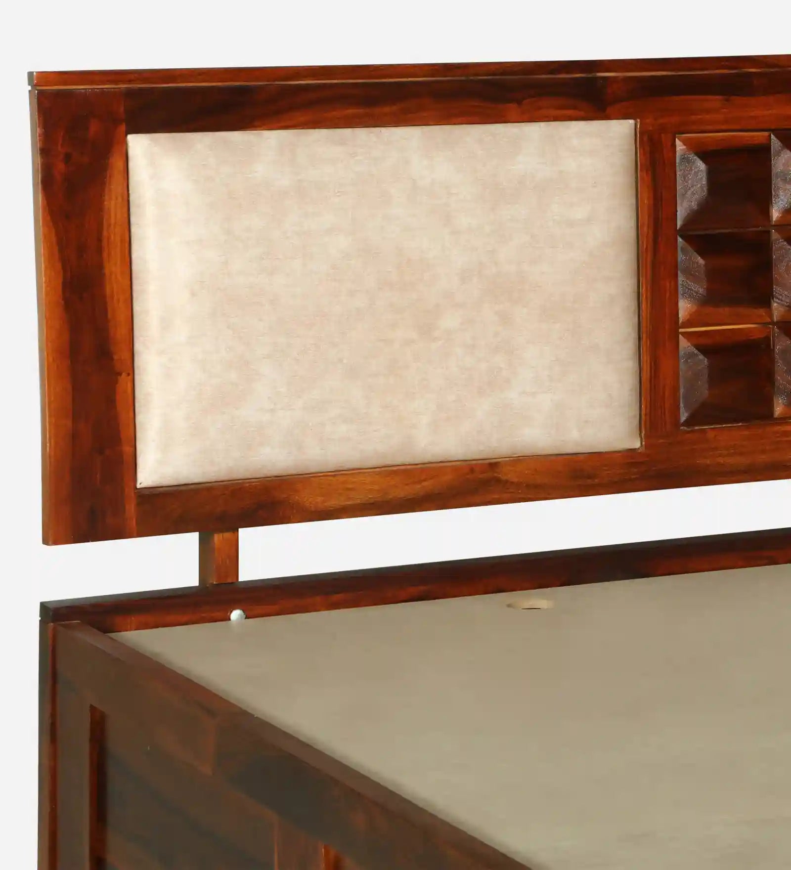 queen size wooden bed box storage bedroom interior setup sheesham furniture india