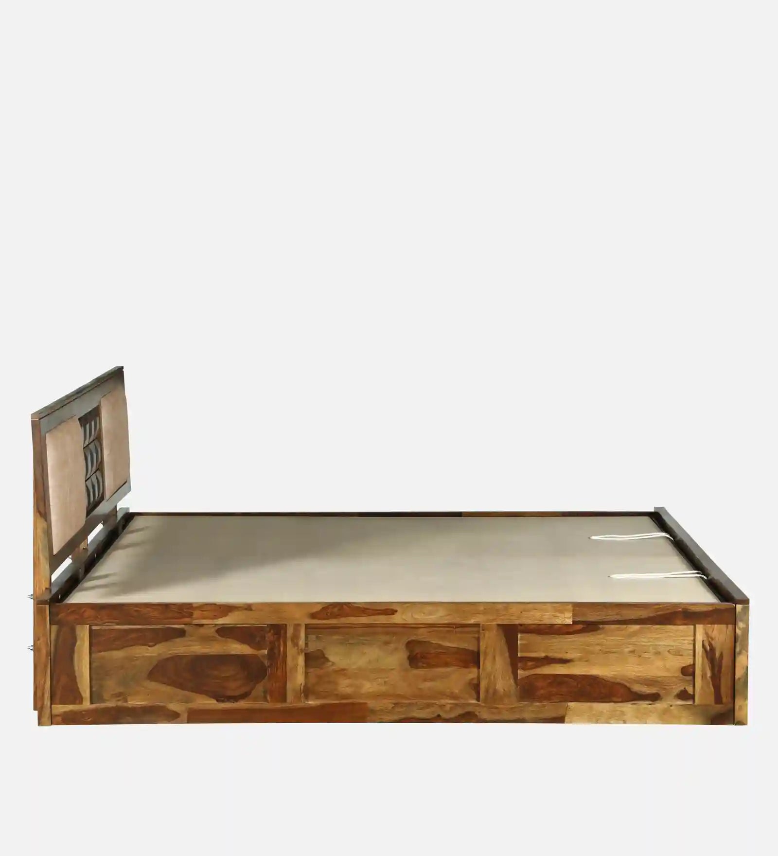 wooden bed drawer storage open slide view sheesham wood queen size bed india