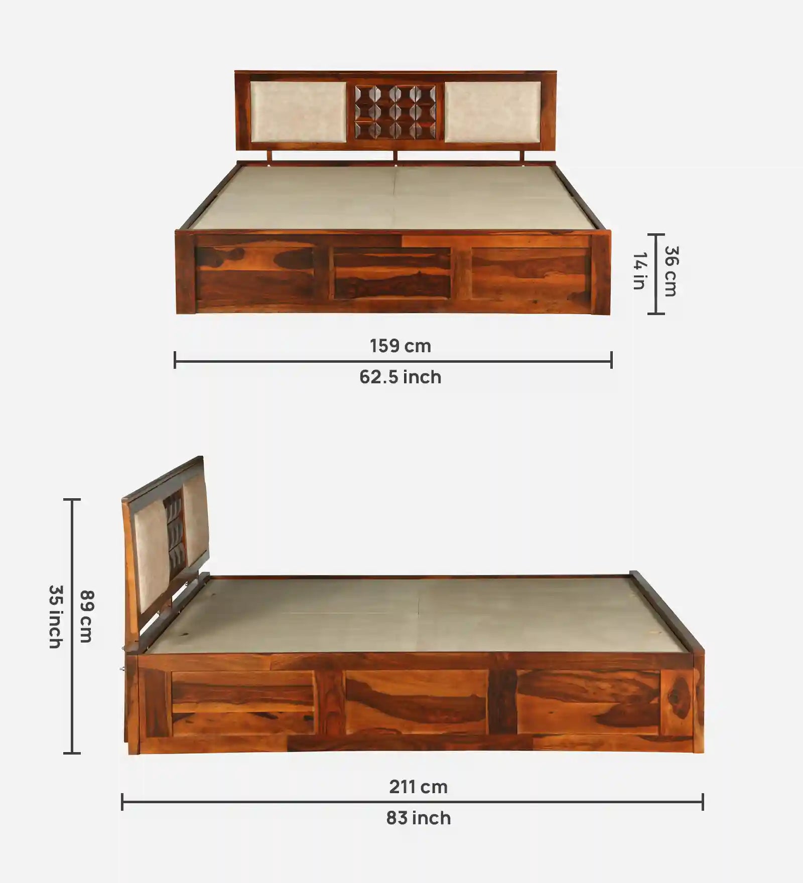 sheesham wood bed honey finish queen size box storage wooden bed india
