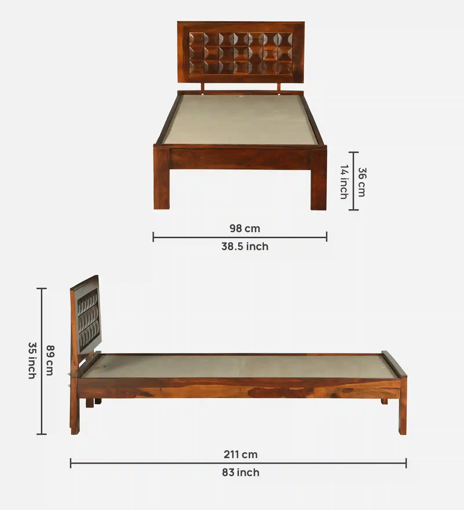 tejas solid wood single bed without storage modern indian style wooden furniture