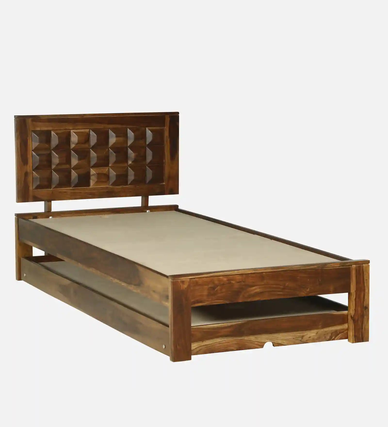 tejas sheesham wood single bed with trundle strong durable wooden frame with pull out bed
