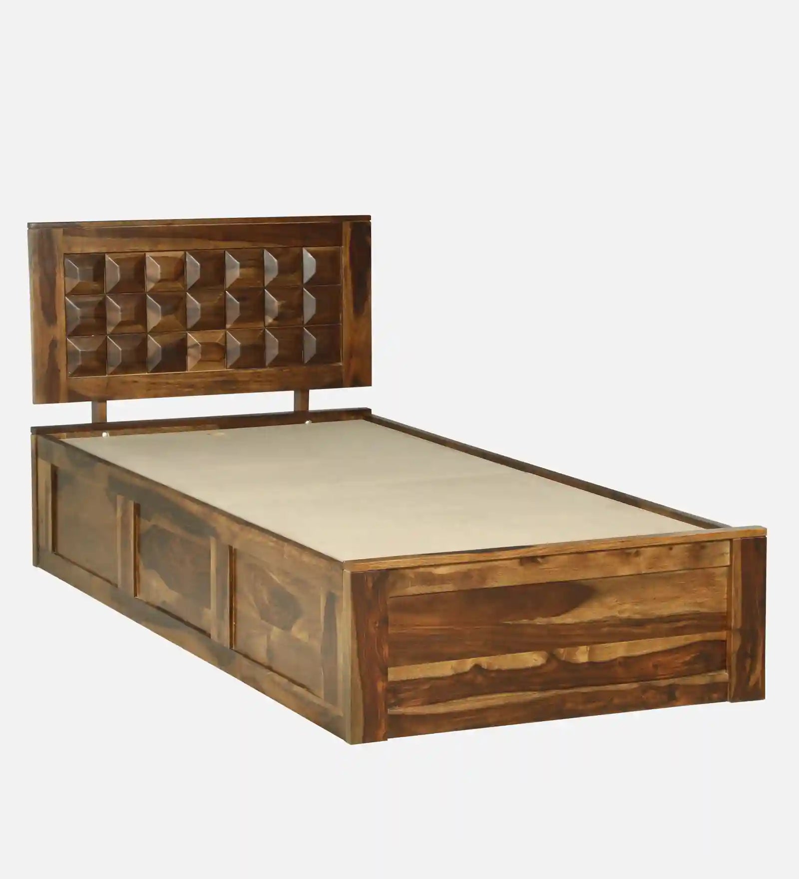 tejas sheesham wood single bed with storage strong durable wooden frame with box storage