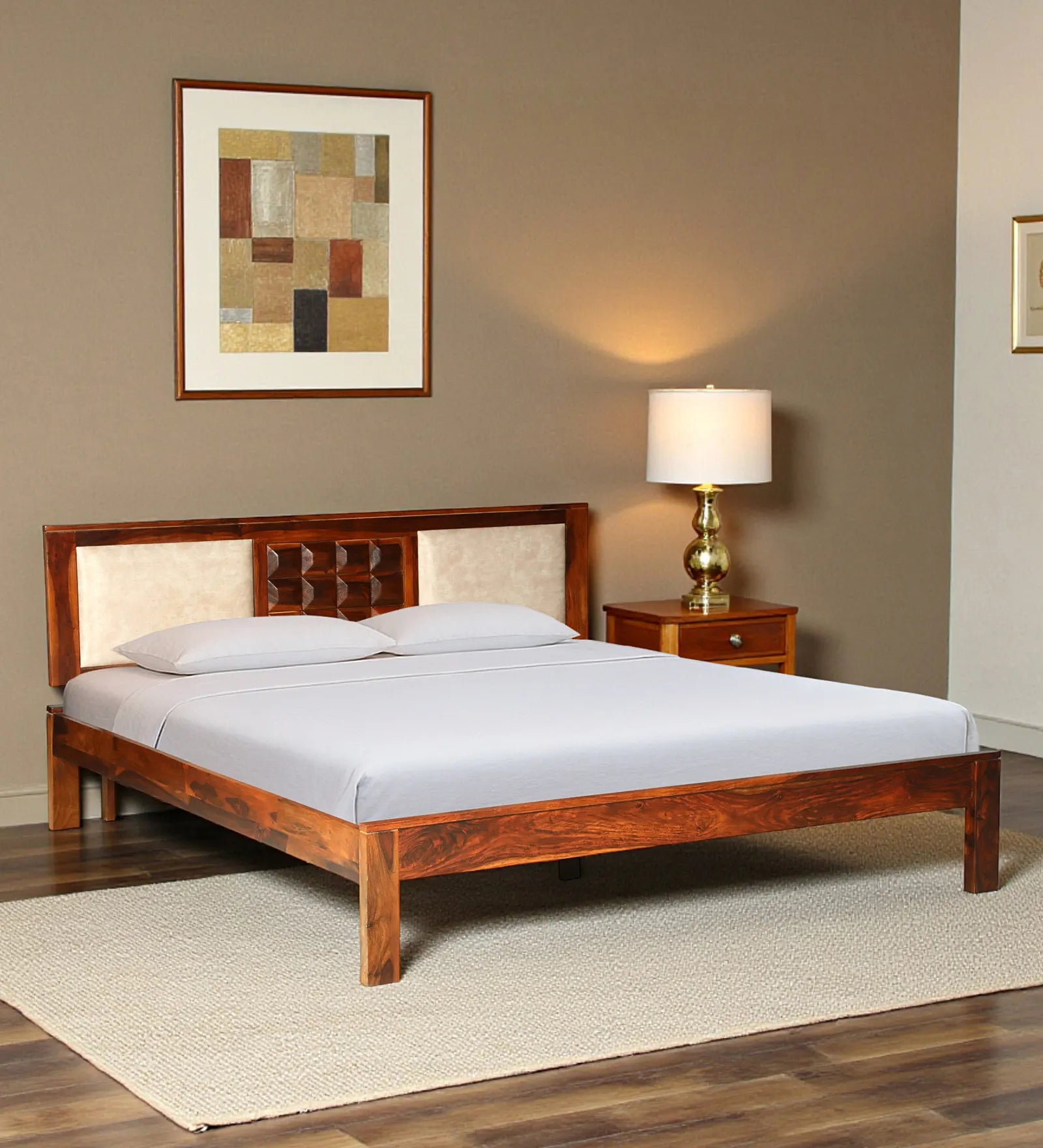 Tejas sheesham wood queen bed solid wood modern design