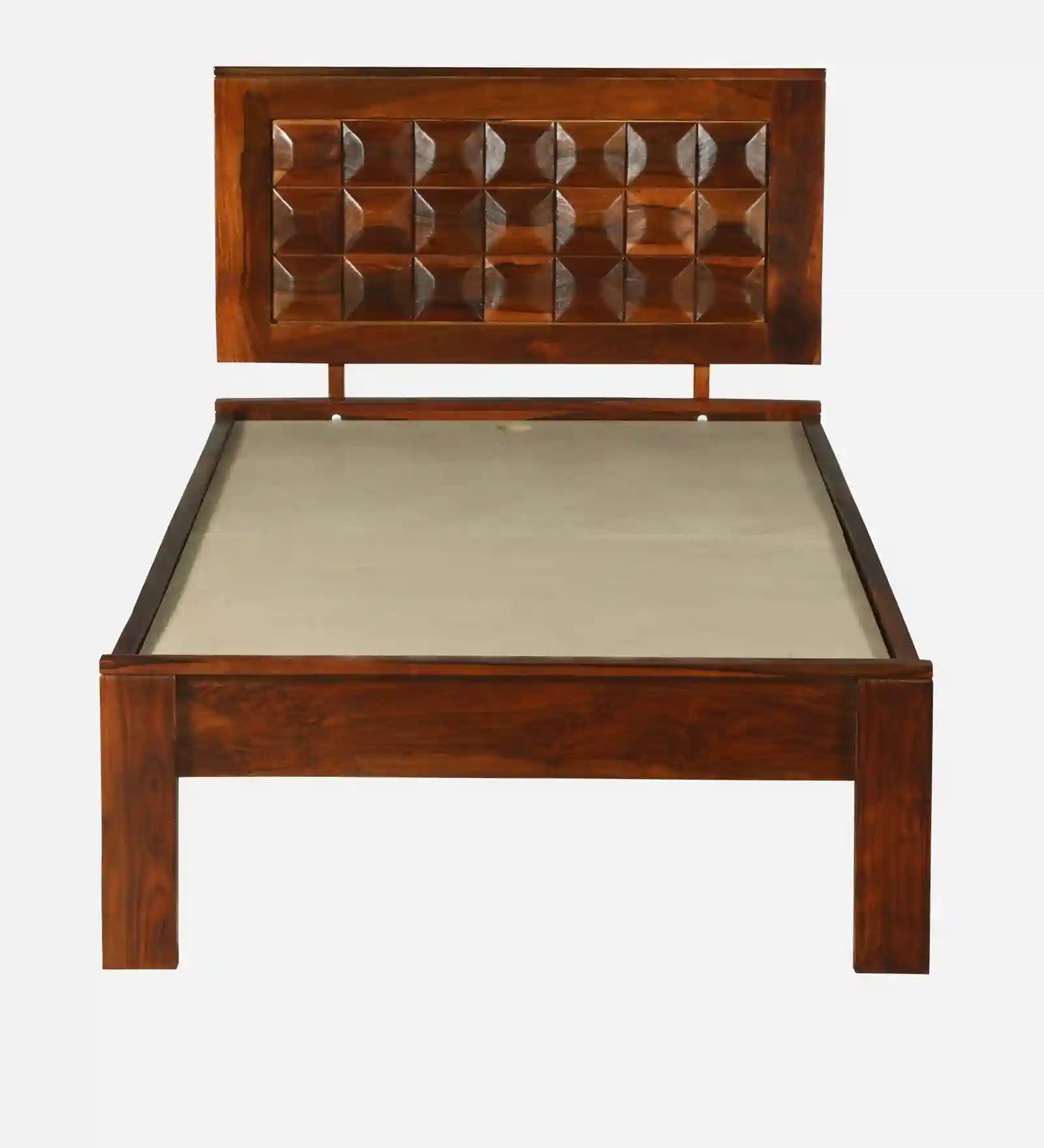 tejas solid wood single bed without storage honey finish premium wooden bed design