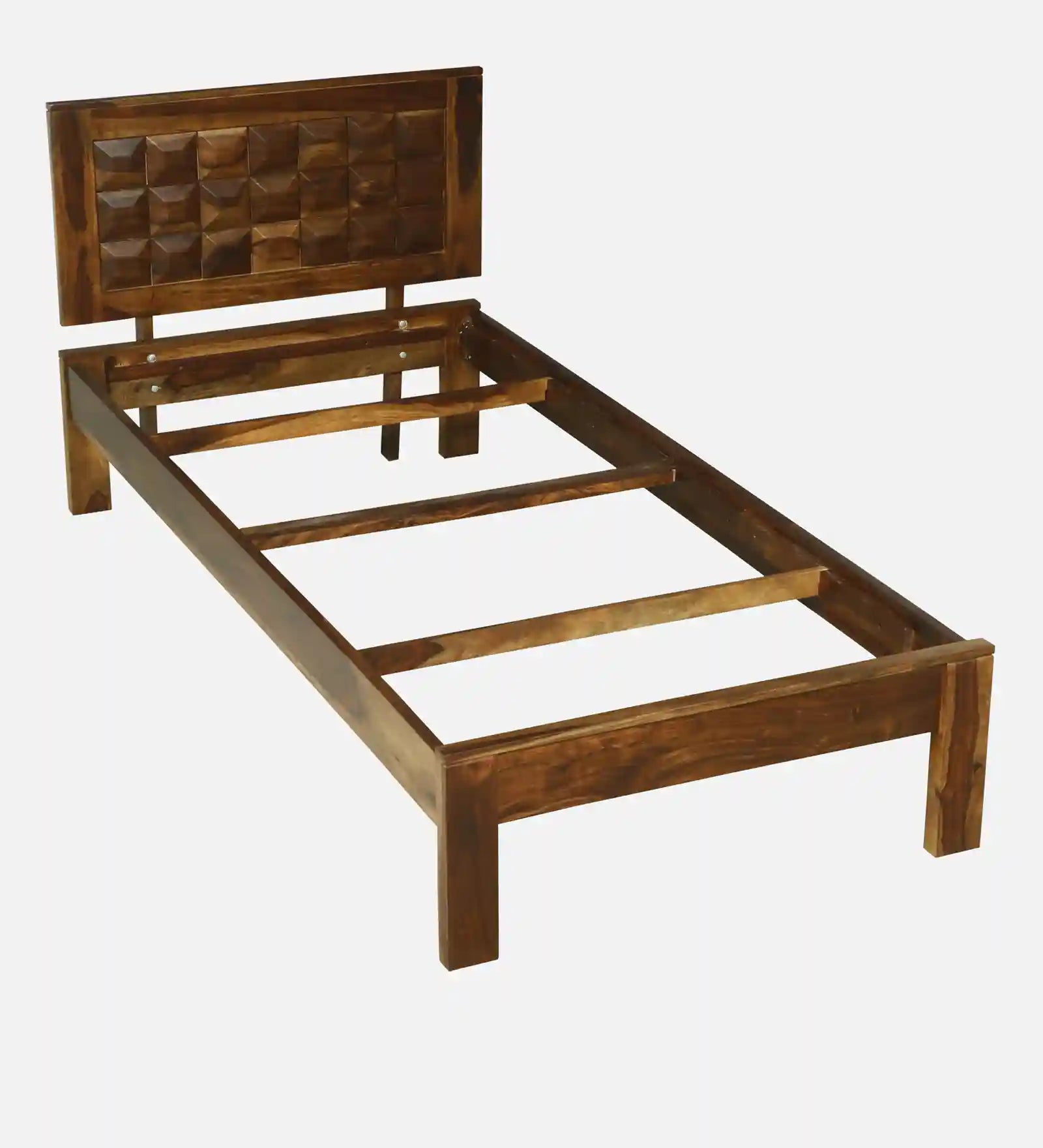 tejas sheesham wood single bed without storage teak finish premium wooden bed design