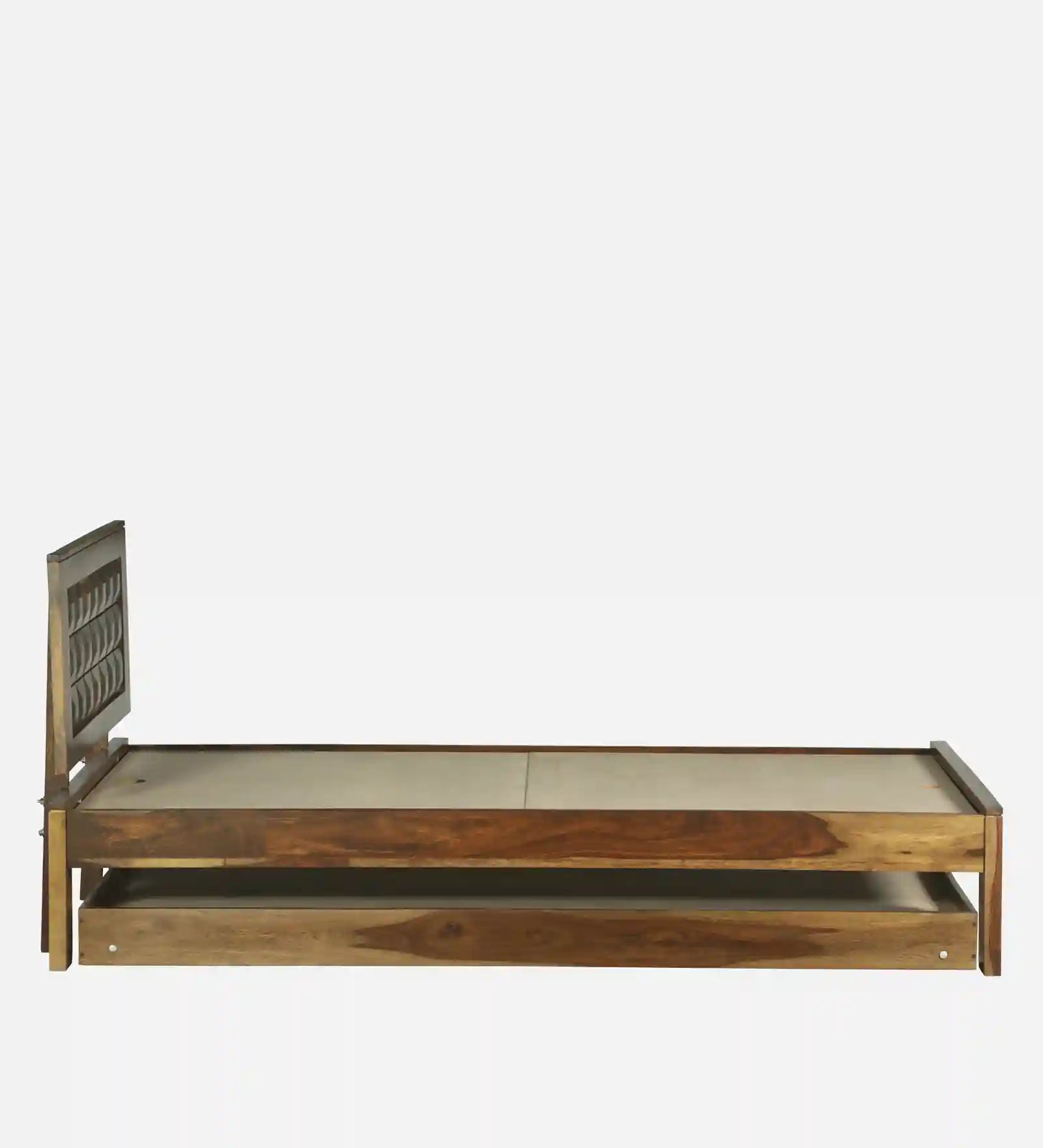 tejas sheesham wood single bed with trundle teak finish premium wooden bed design