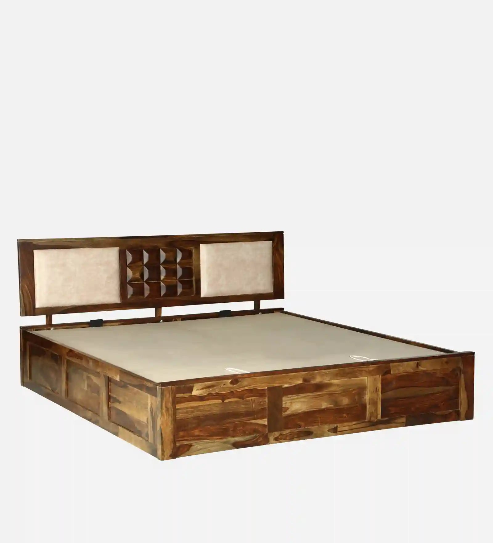 solid sheesham wood bed side drawer storage profile queen size wooden bed india