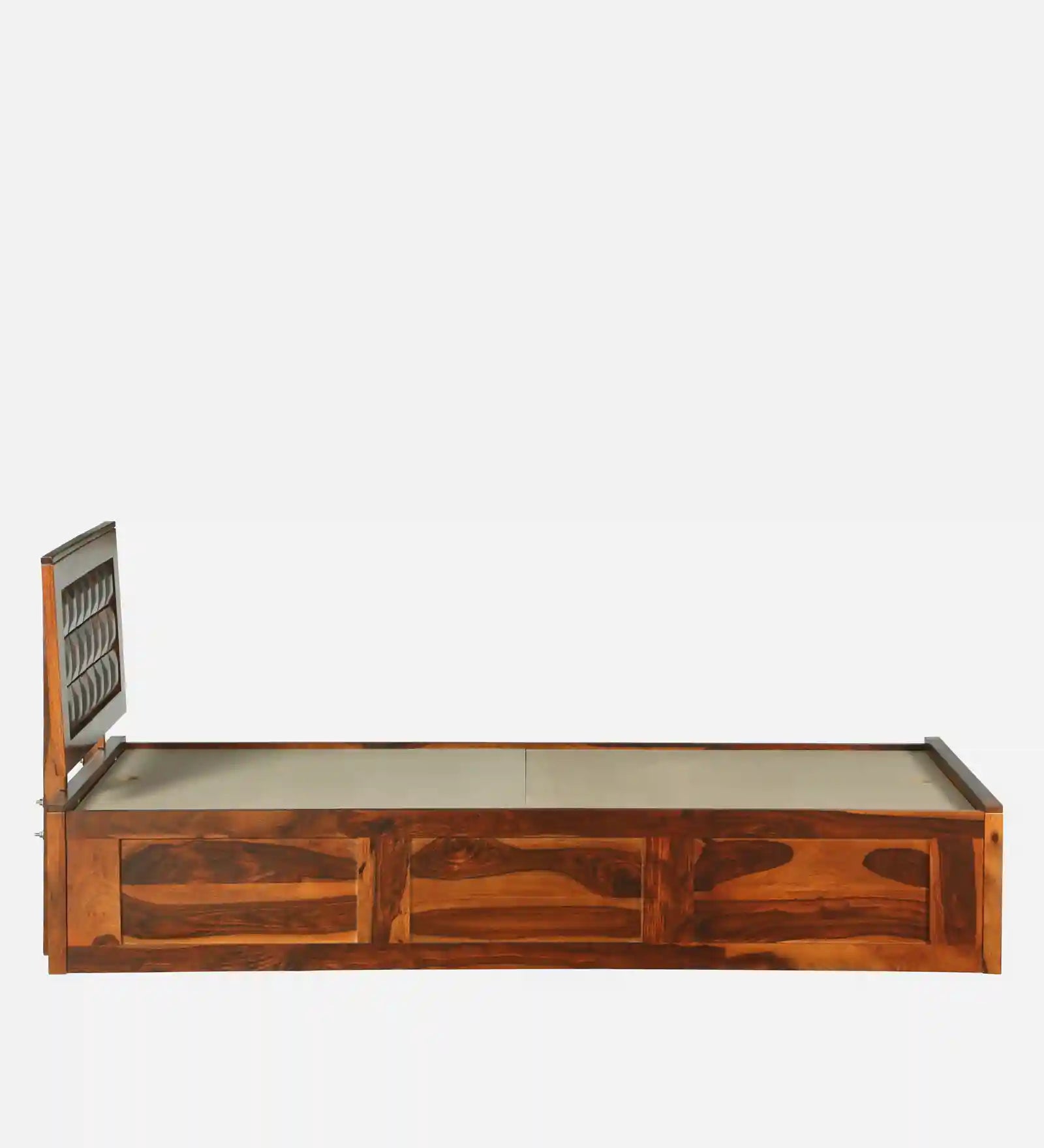 tejas sheesham wood single bed with storage side view modern bedroom furniture