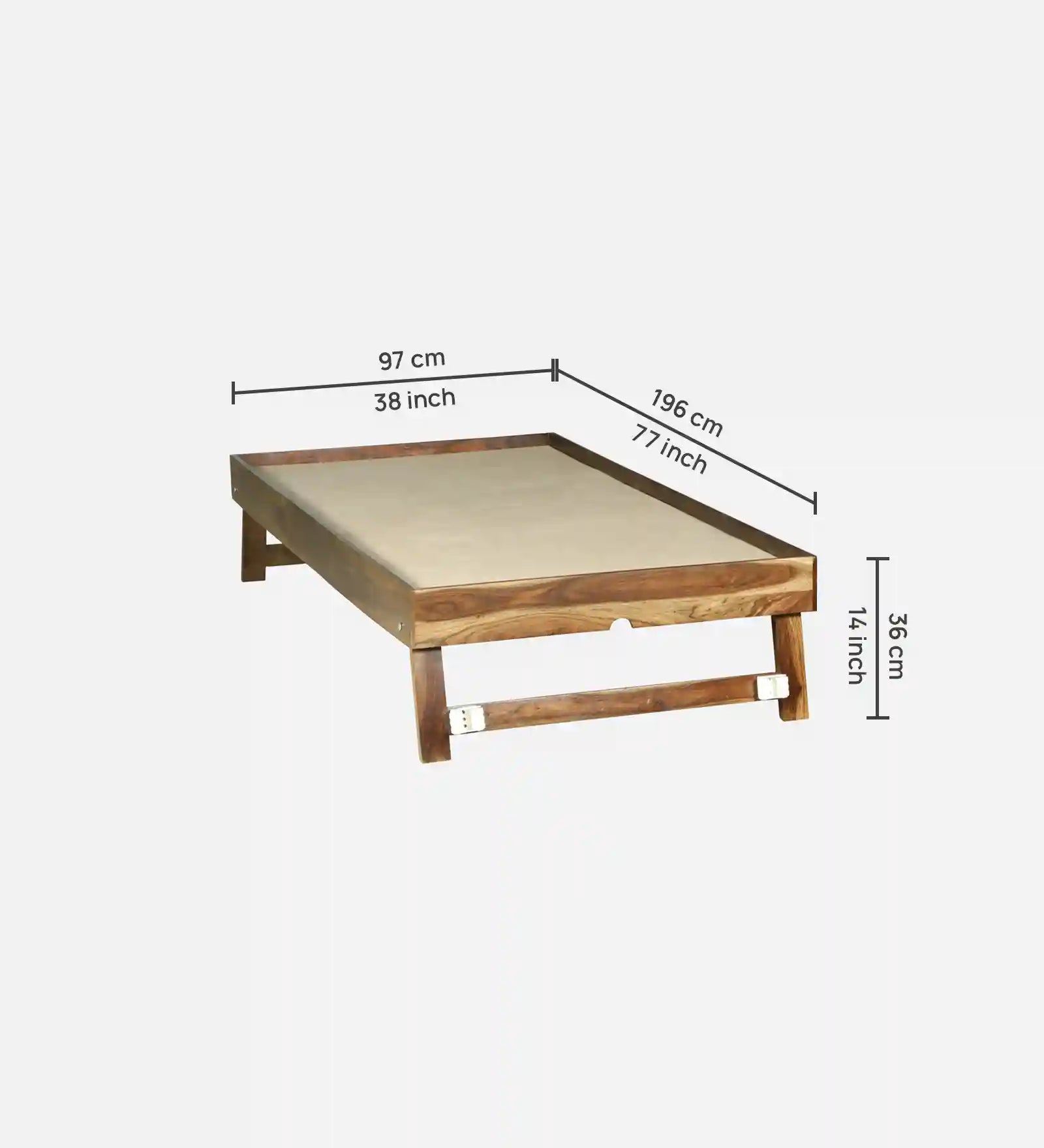 tejas sheesham wood single bed with trundle close view showing wood grain texture