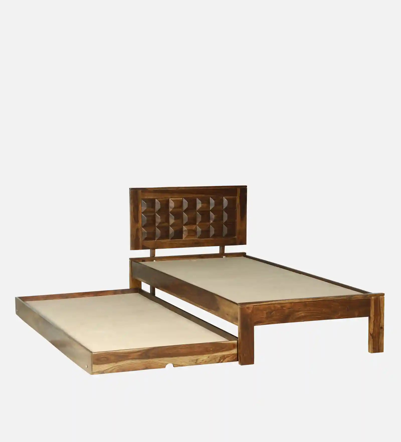 tejas sheesham wood single bed with trundle side view modern bedroom furniture design