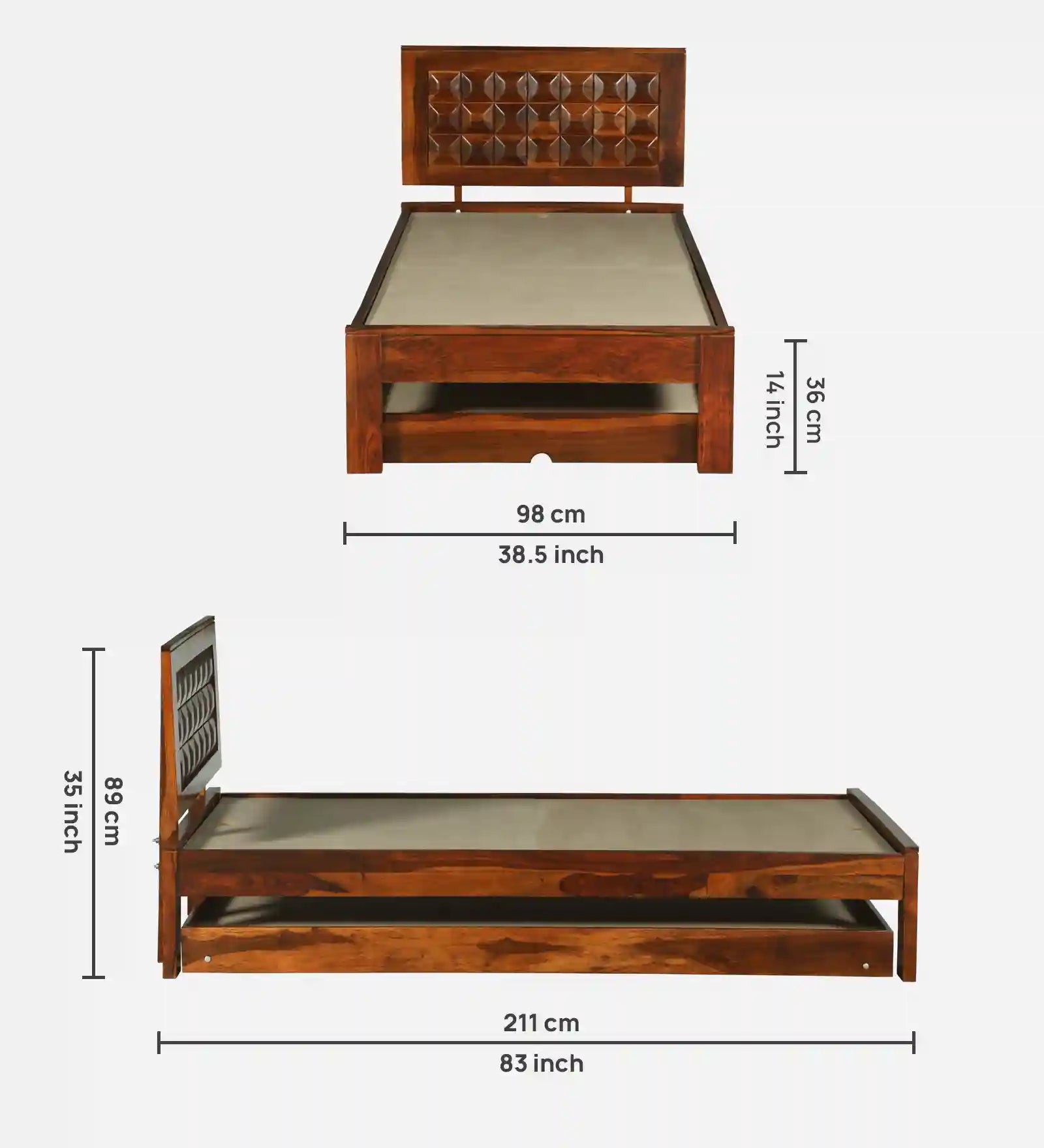 tejas sheesham wood single bed with trundle elegant modern wooden furniture design
