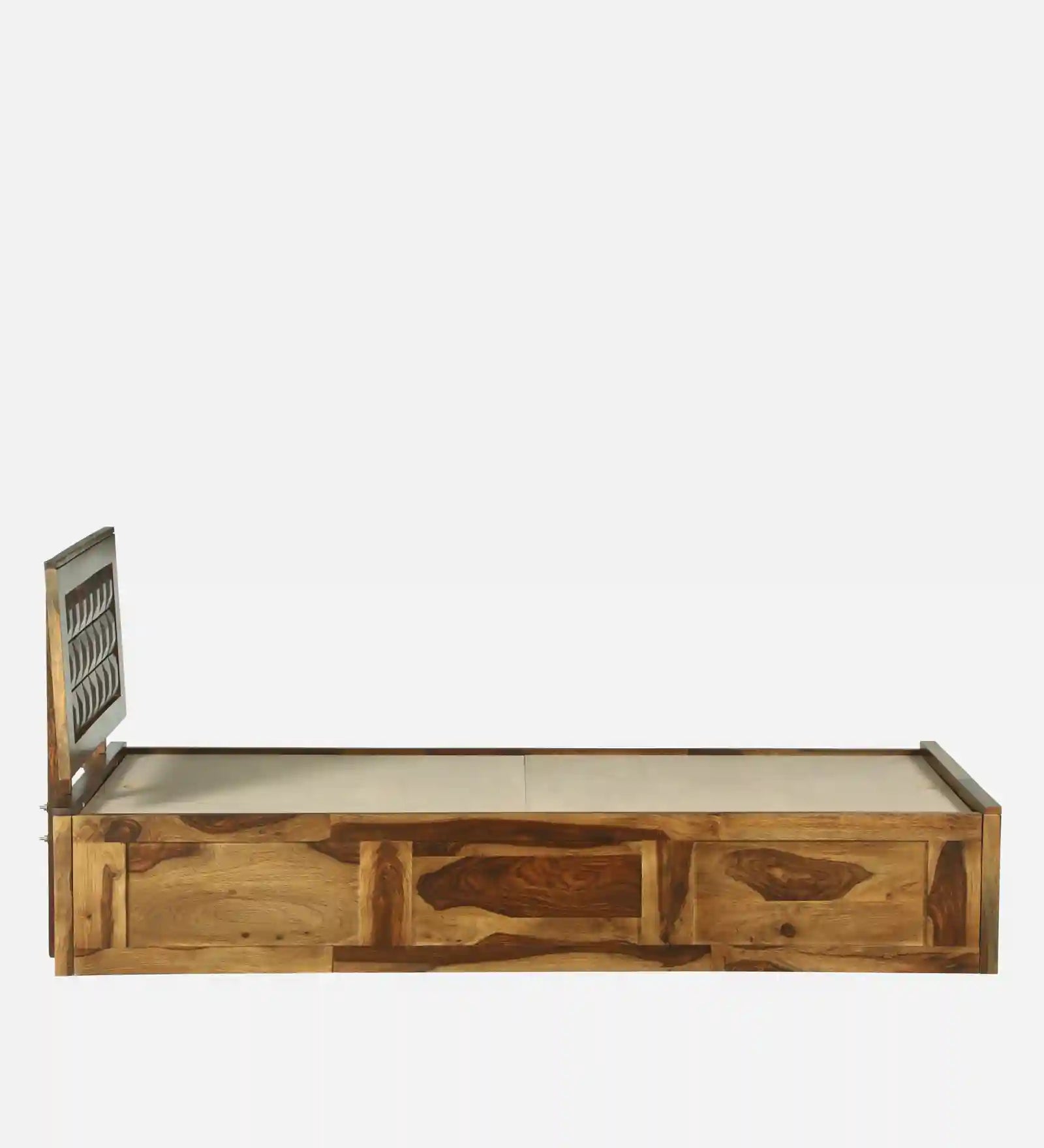 tejas sheesham wood single bed with storage side view modern bedroom furniture