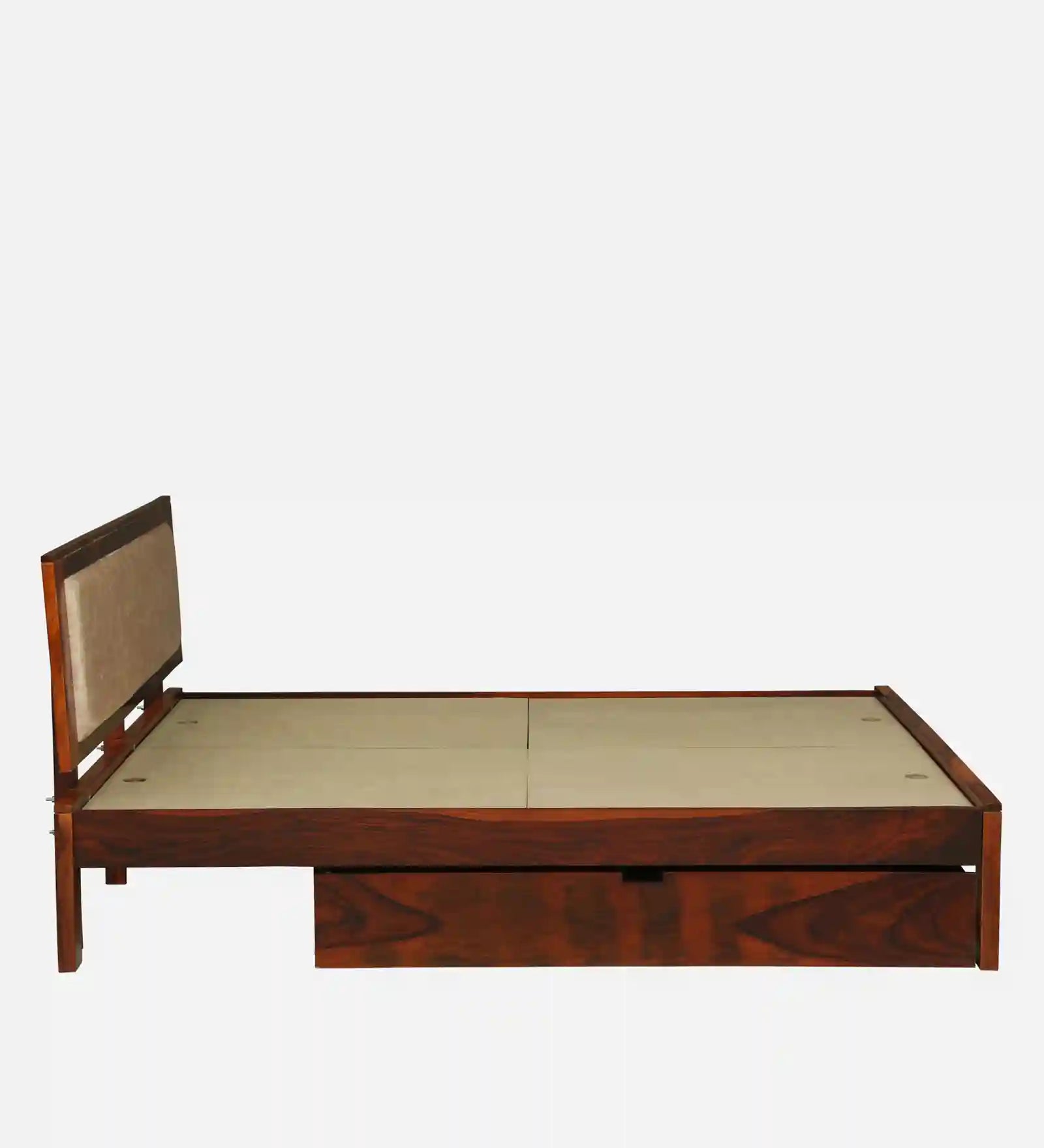 solid sheesham timber drawer bed side structure queen size storage bed india