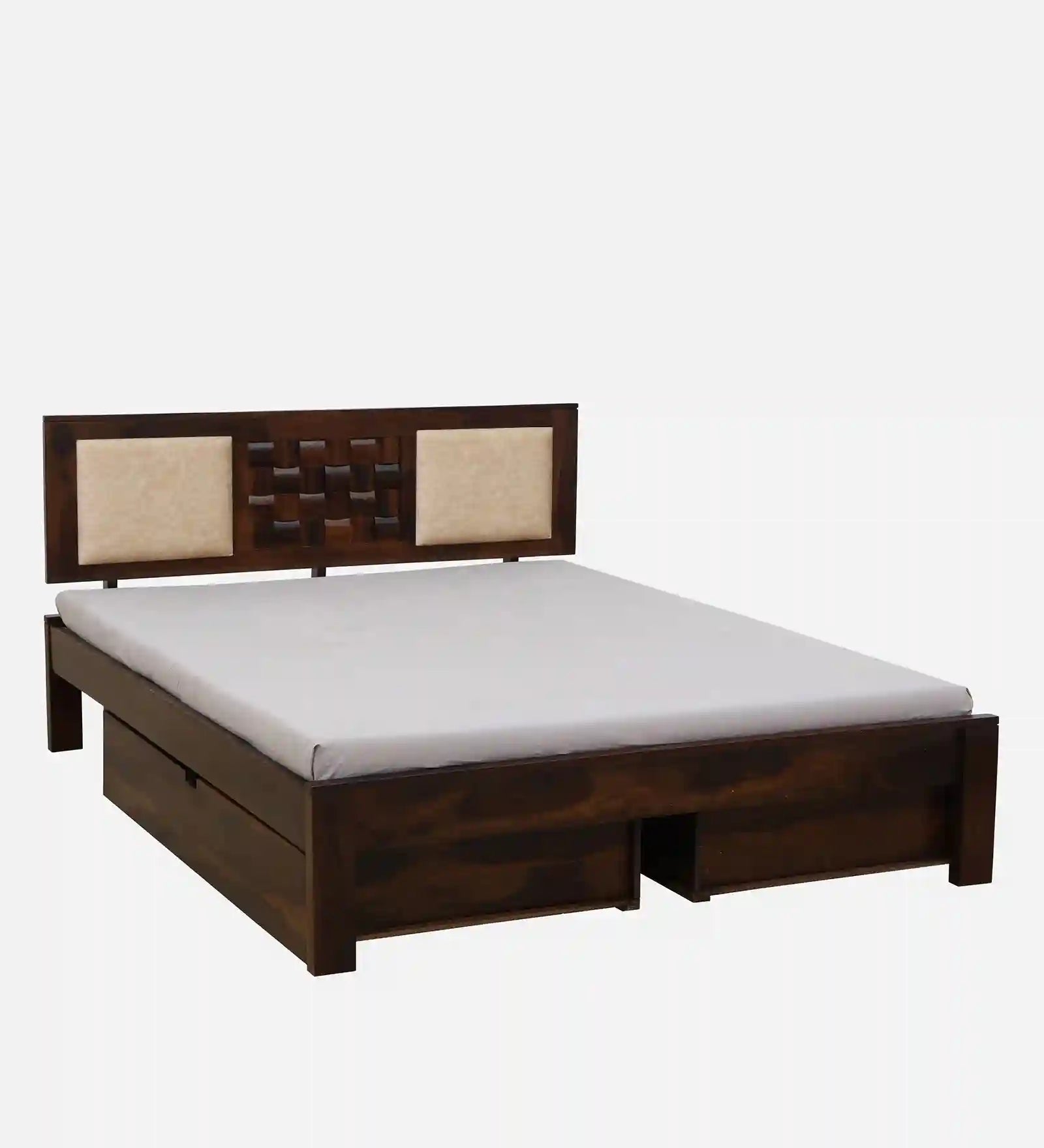 solid sheesham timber drawer bed side block king size storage india