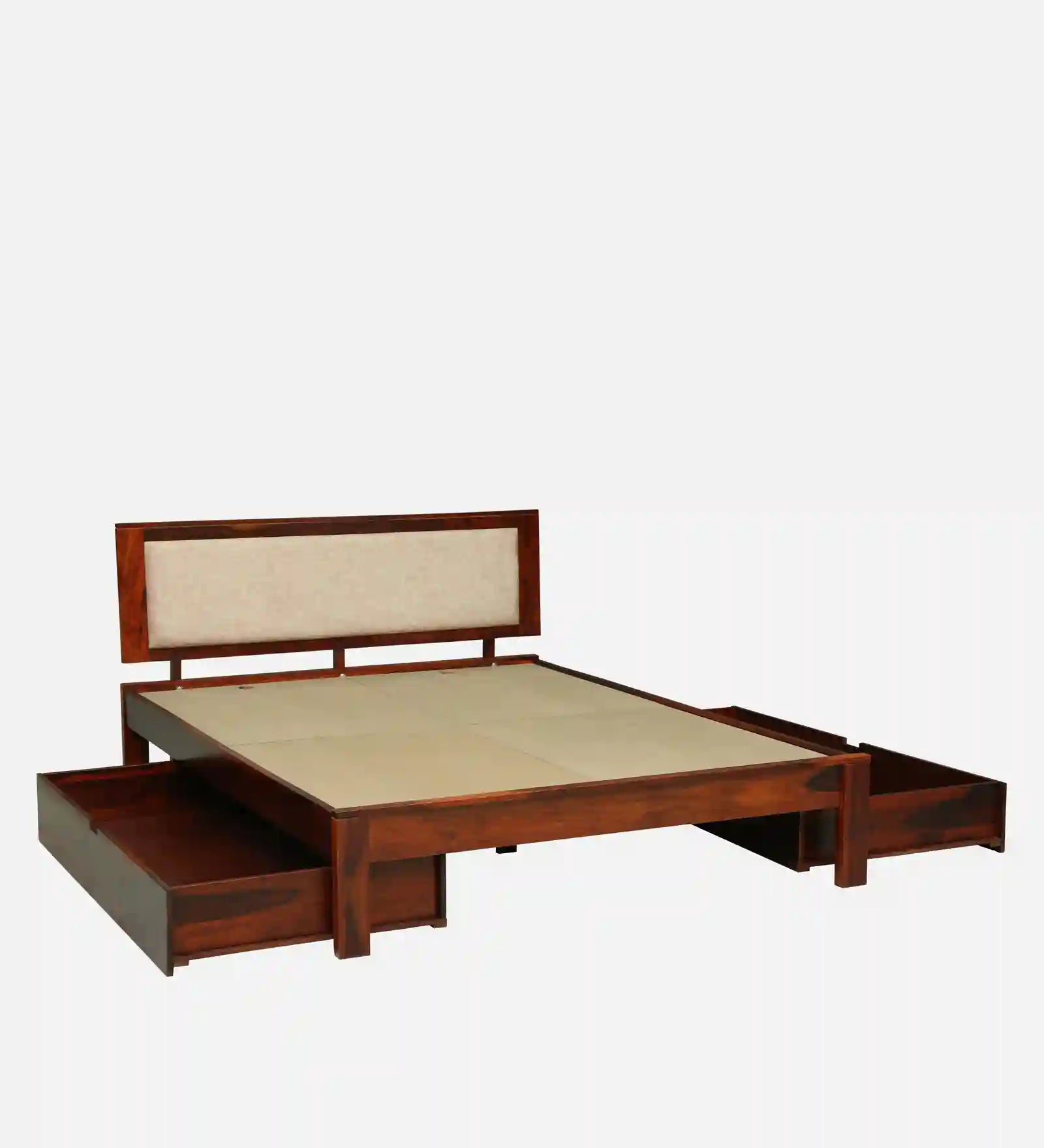 solid sheesham timber drawer bed side block king size storage india