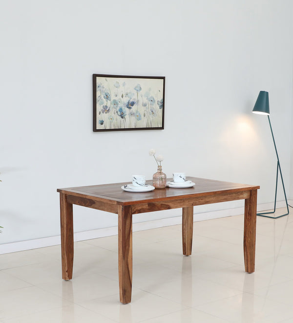 Elista Solid Wood 6 Seater Dining Table in Rustic Teak Finish  By Rajwada