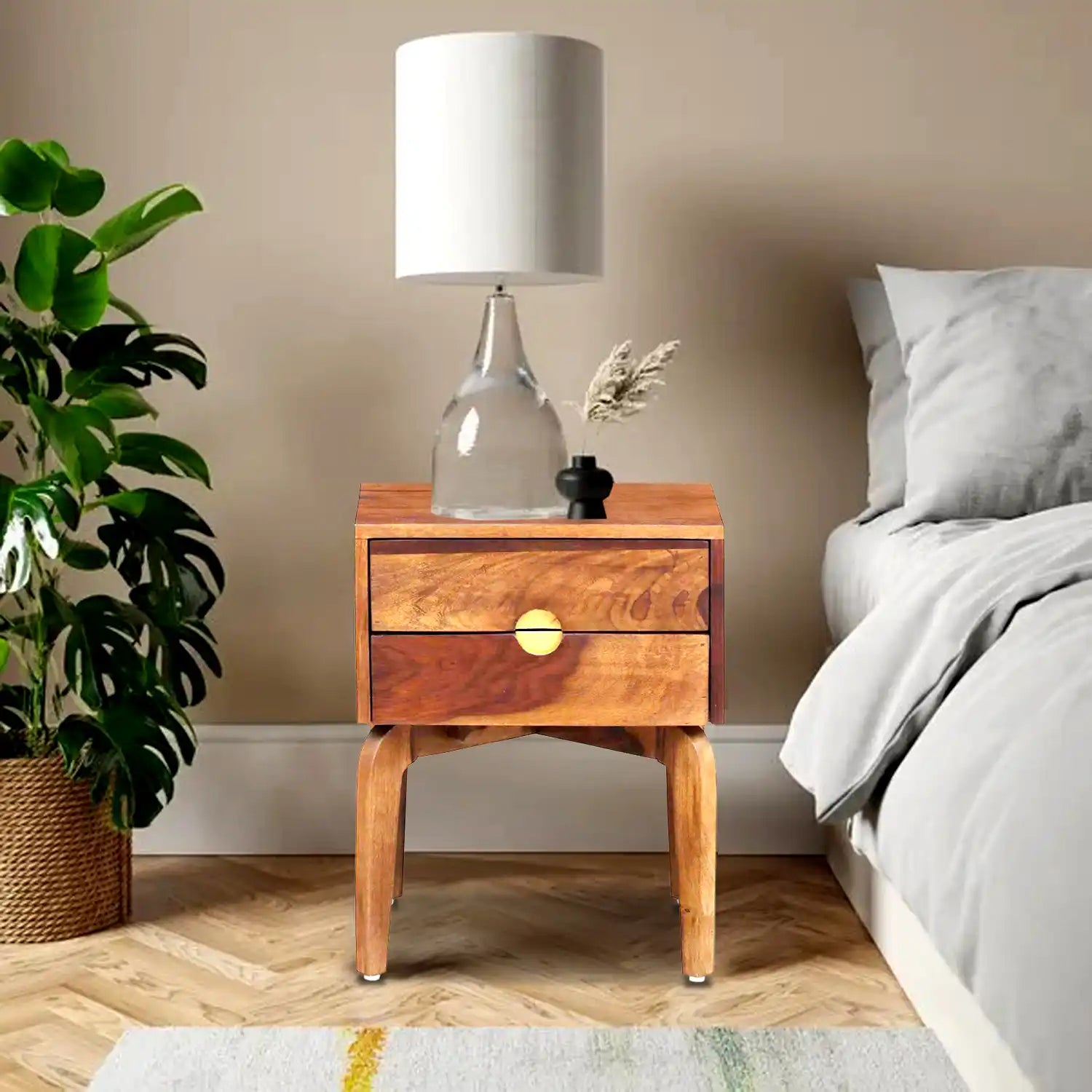 Tulsi bedside table solid wood compact nightstand design India
