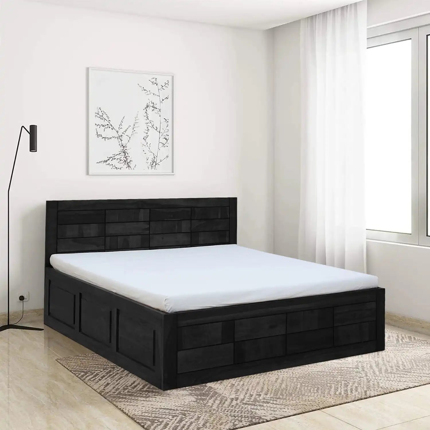 Ultra Indian style solid wood bed box storage design