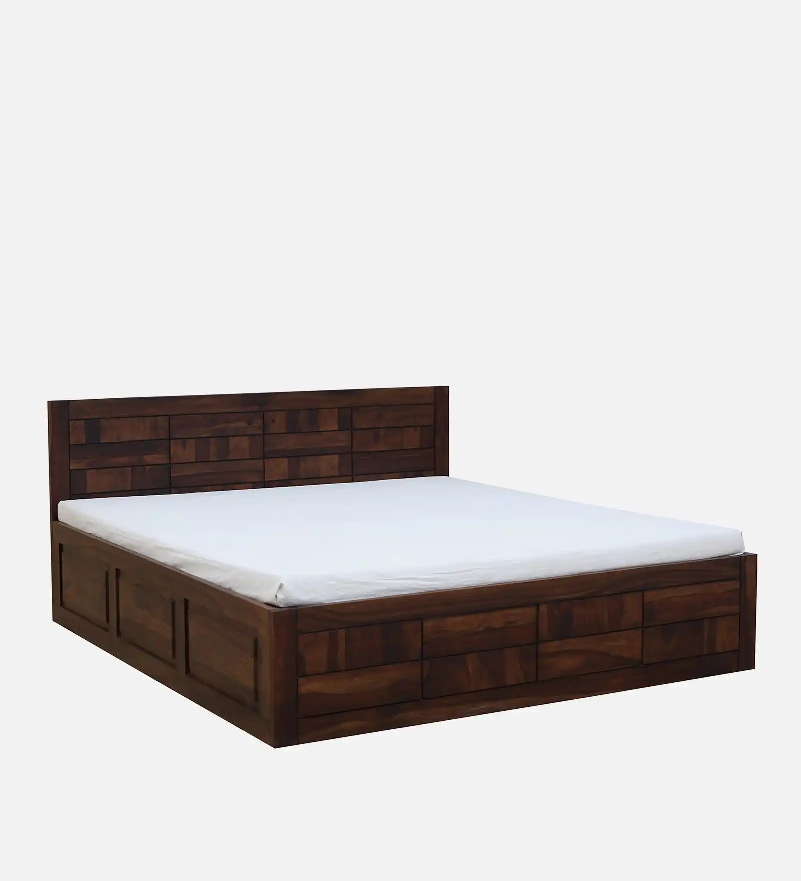 Ultra solid wood king bed box storage India style design