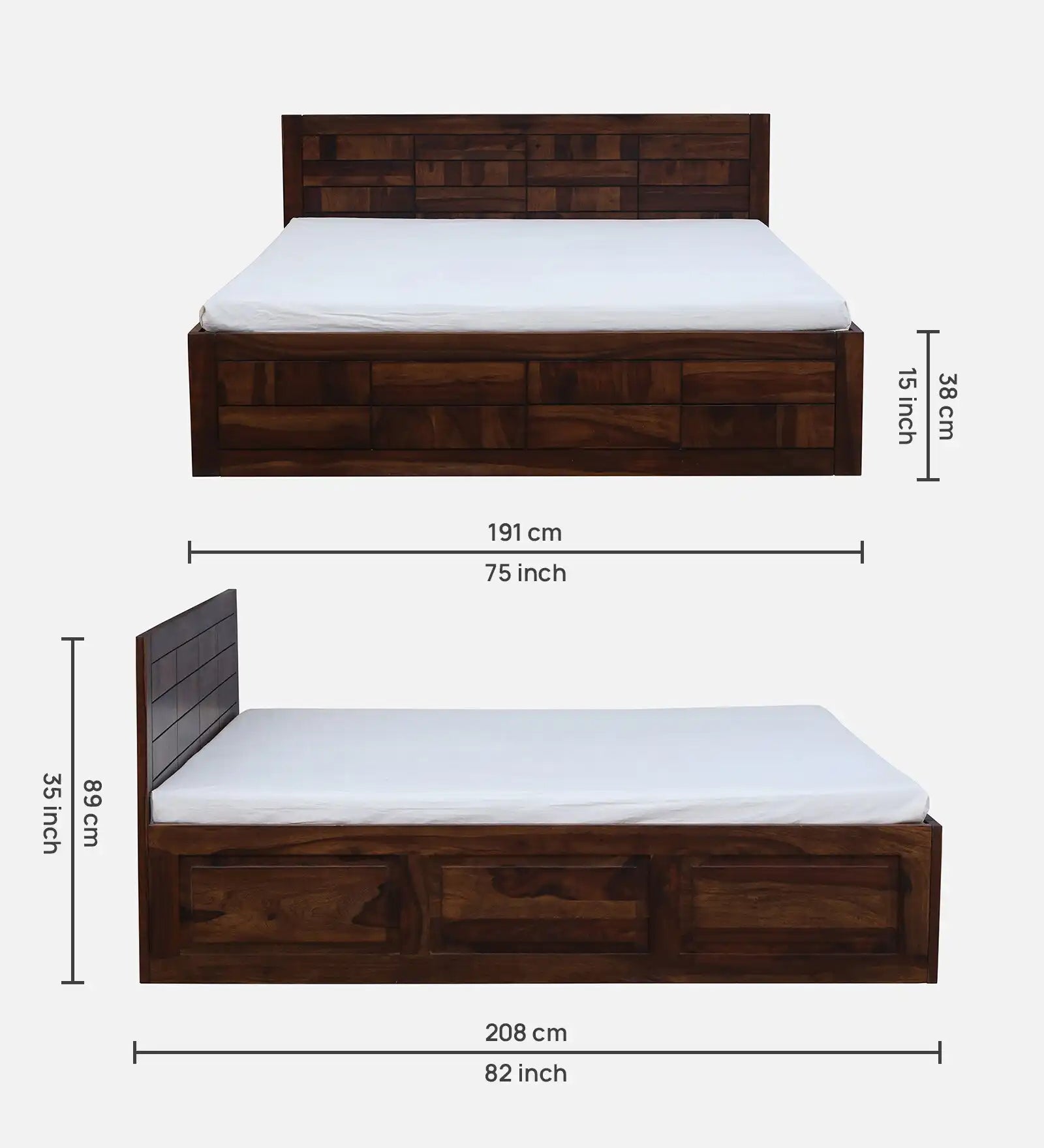 Ultra wooden queen bed box storage durable structure