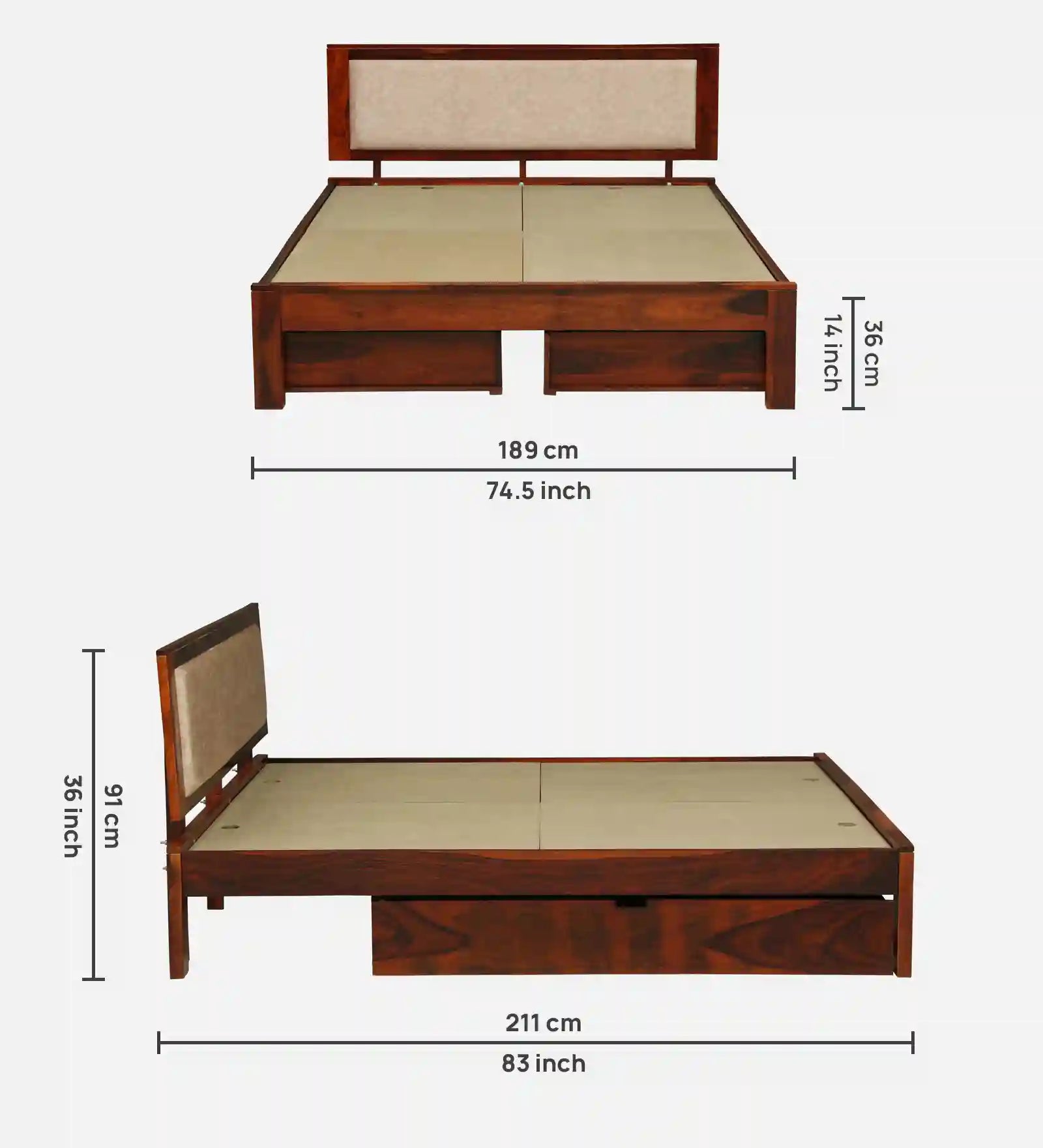 underbed drawer storage compartment sheesham wood king size bed india