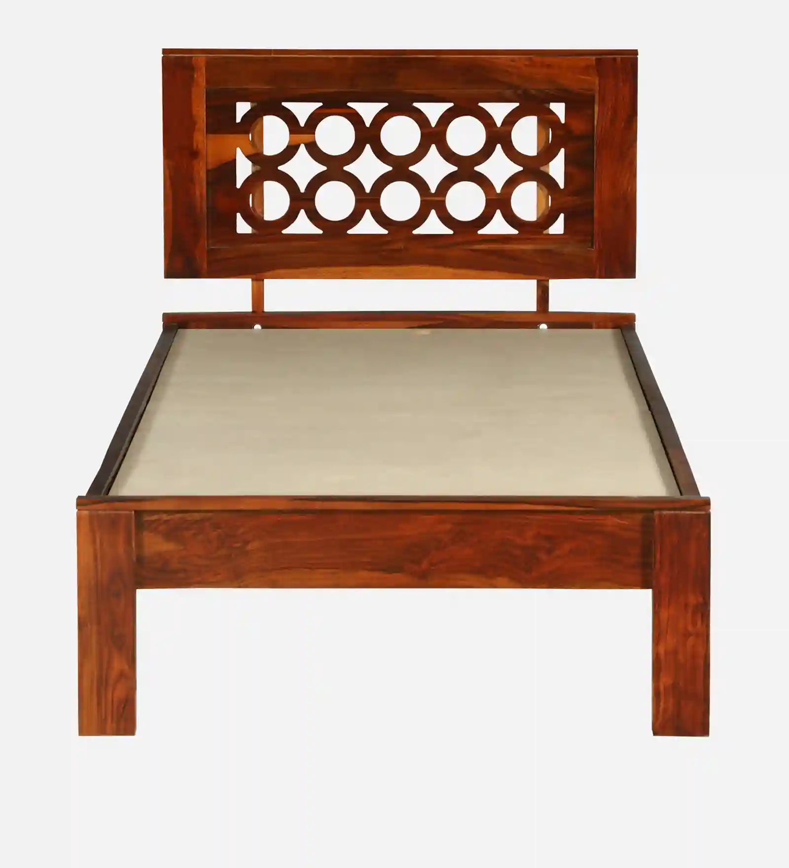 Vainika solid wood single bed clean design wooden bed frame India