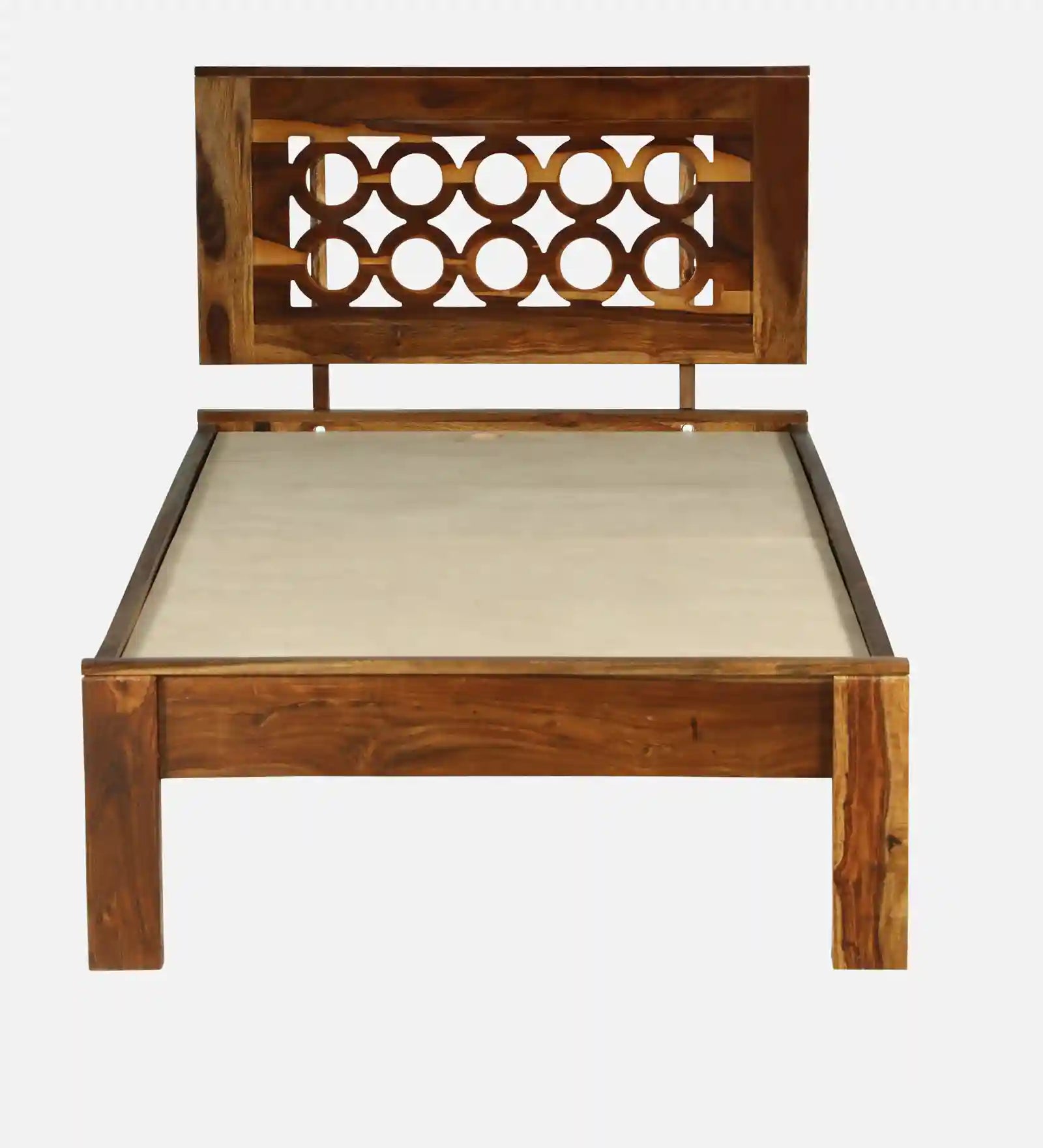 Vainika solid wood single bed clean design wooden bed frame India