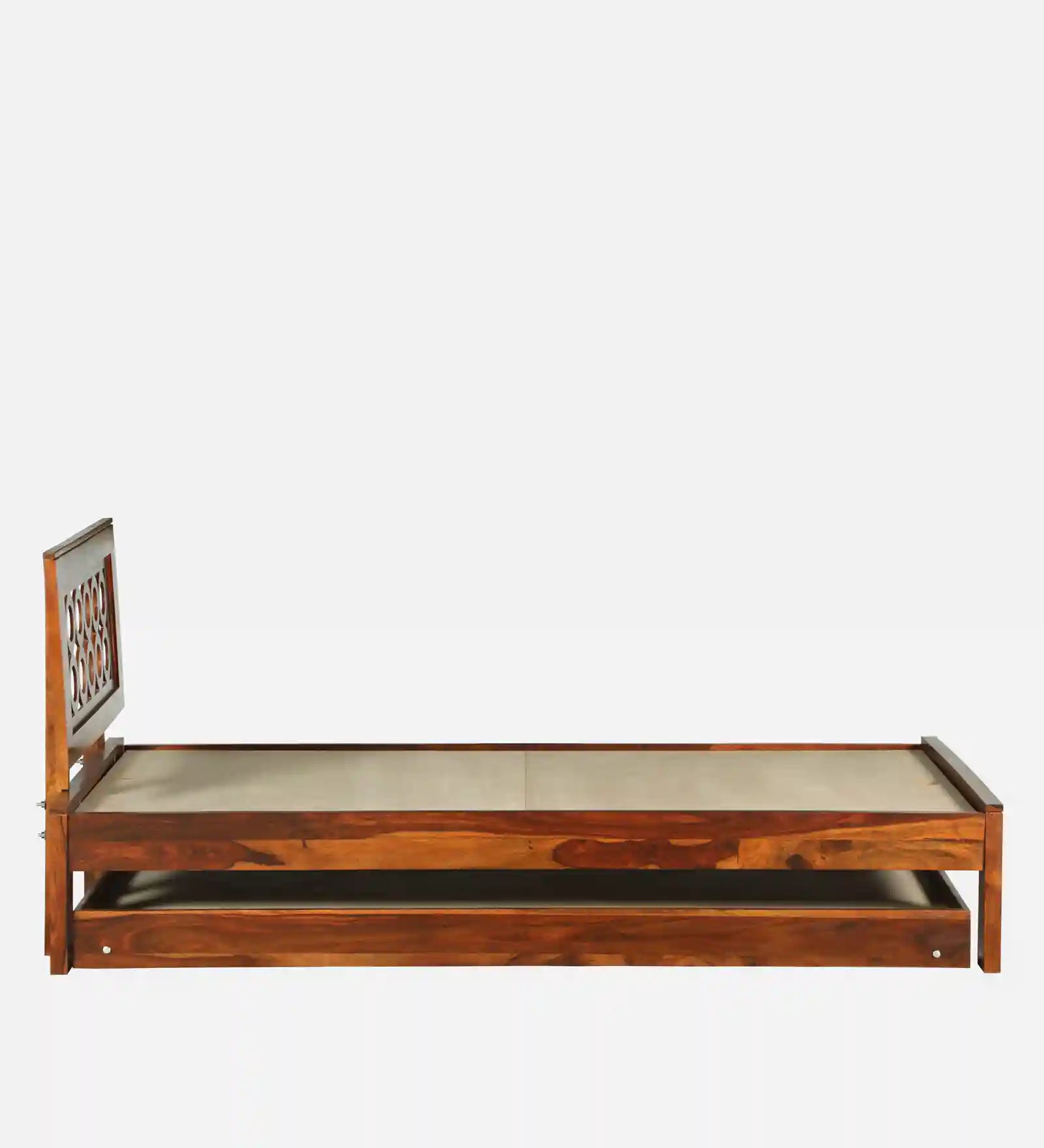 Vainika wooden single bed pull out trundle space saving bed India