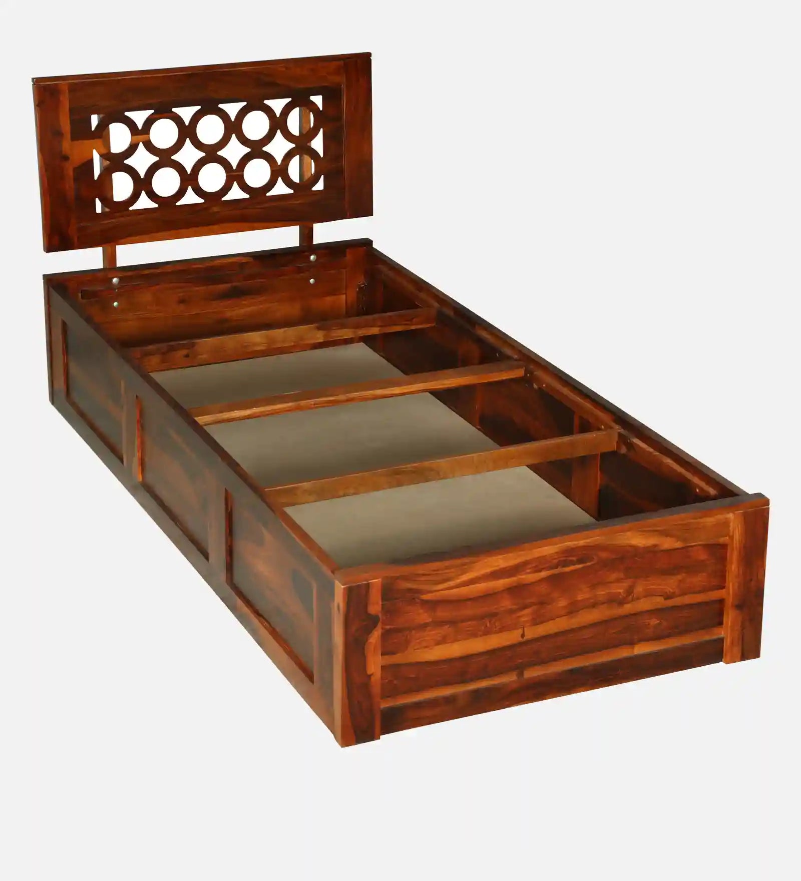 Vainika wooden single bed storage design space saving bed India