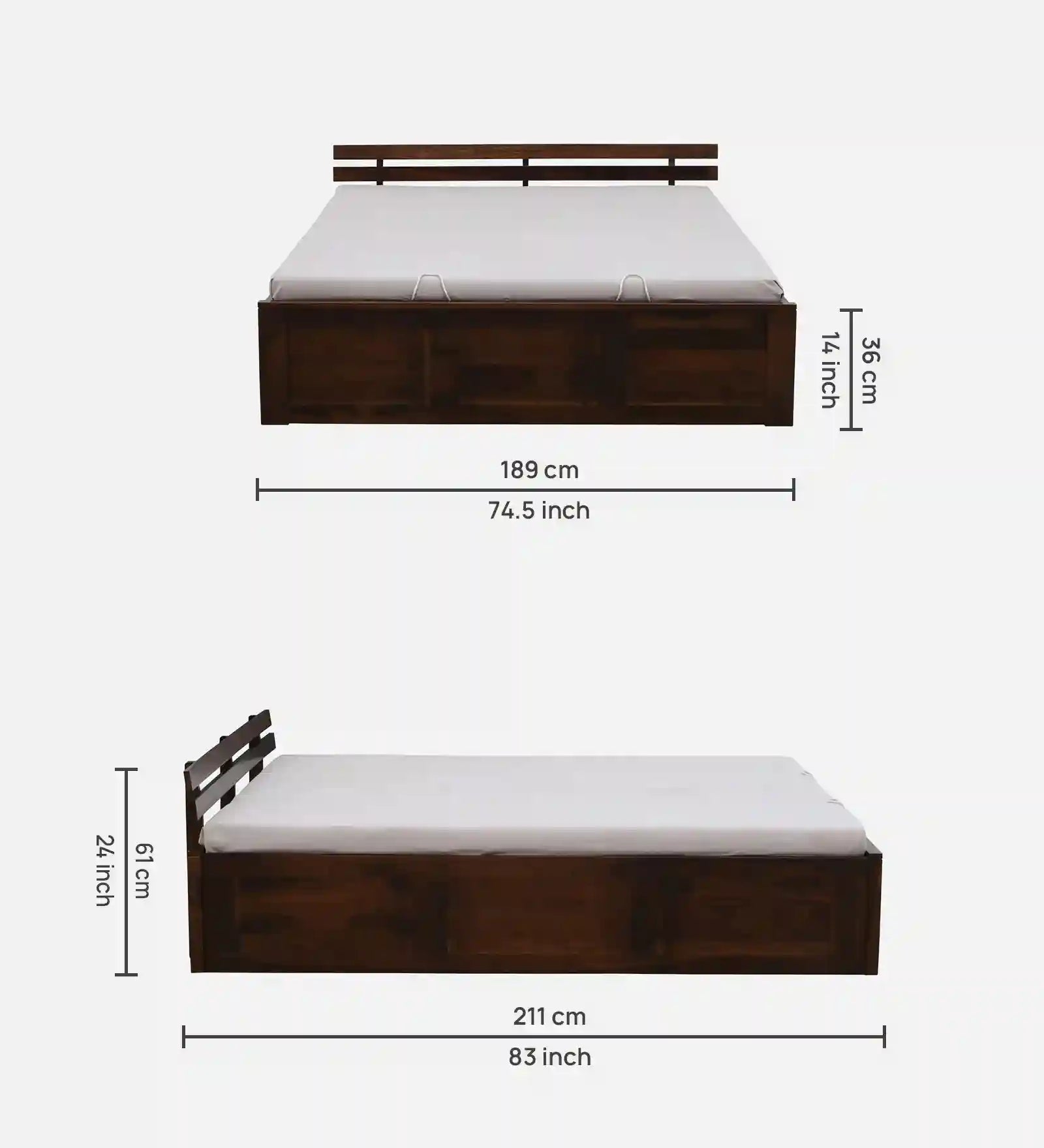 Vriksha durable solid wood king bed hydraulic storage build
