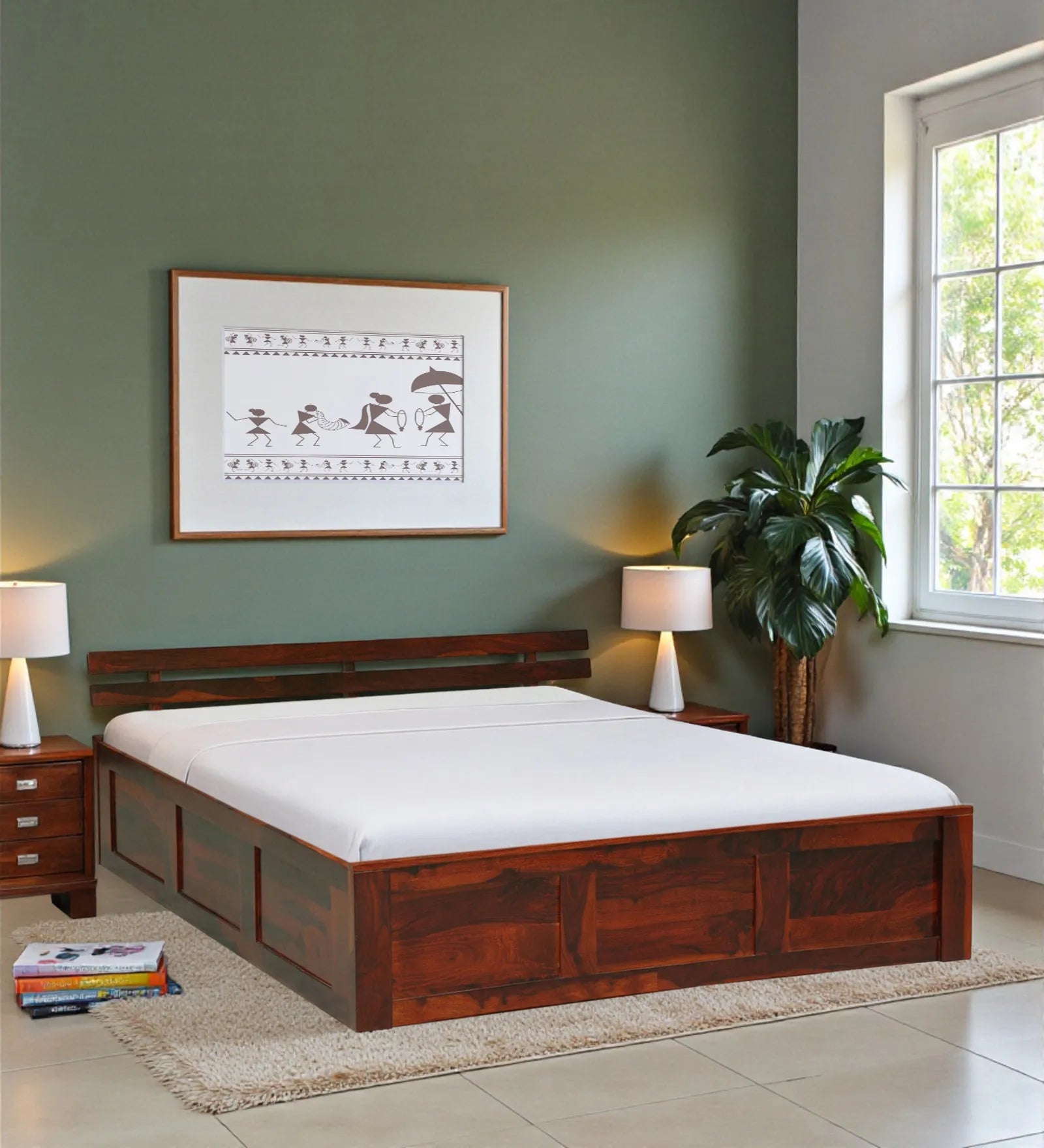 Vriksha king bed solid wood box storage strong support