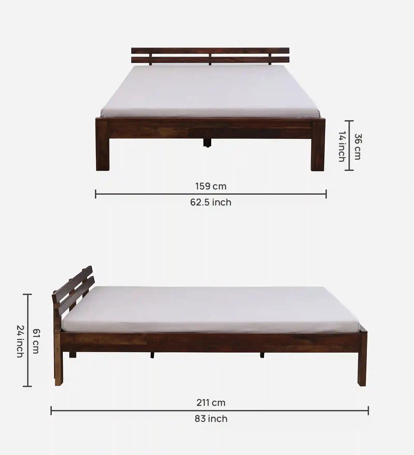 vriksha solid wood queen size bed without storage strong frame durable build quality