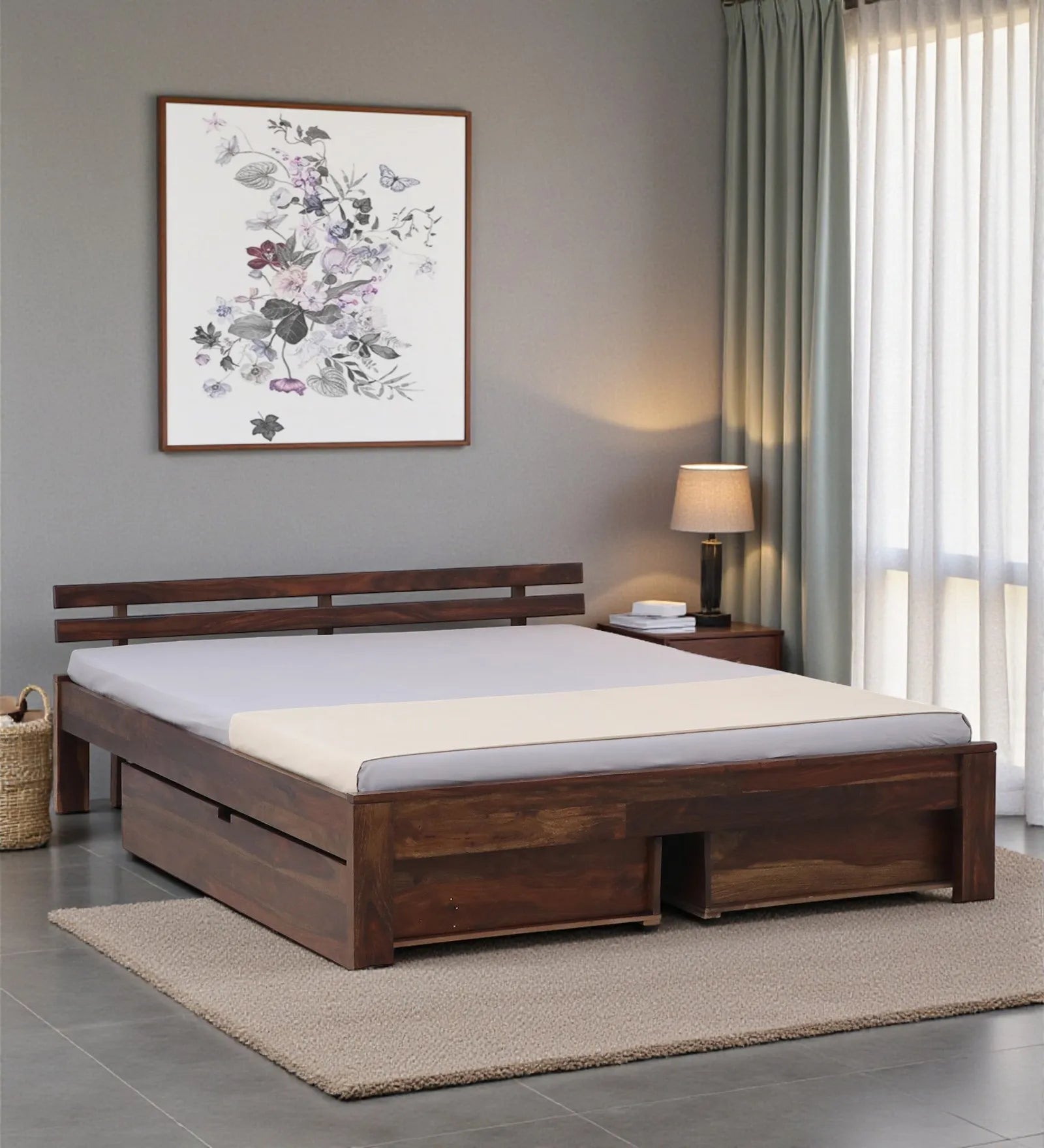 Vriksha sheesham king bed hydraulic storage strong frame