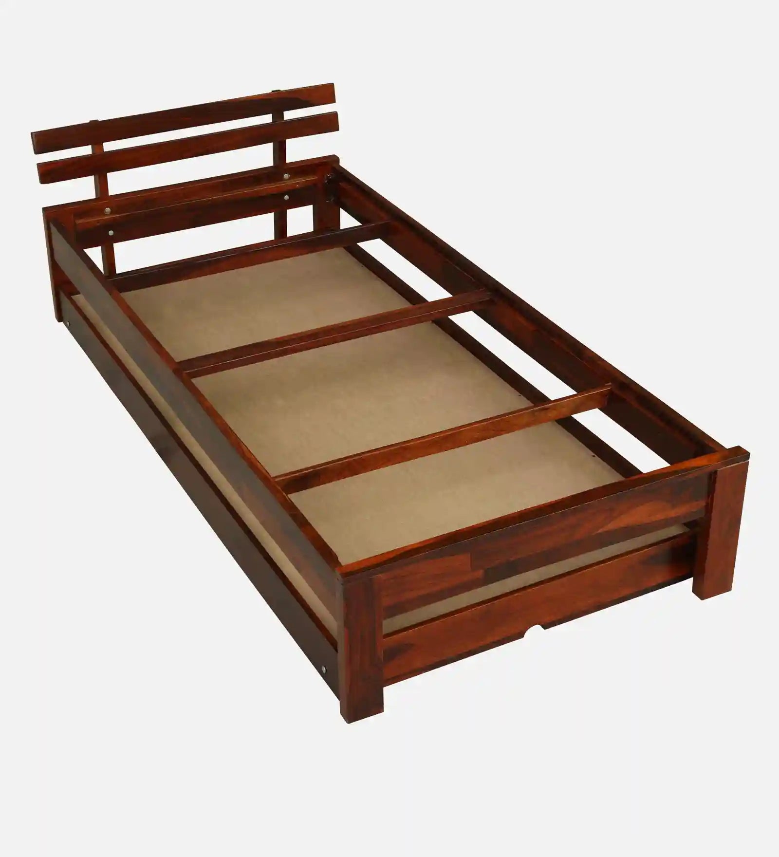 Vriksha sheesham wood single bed trundle design strong wooden bed India