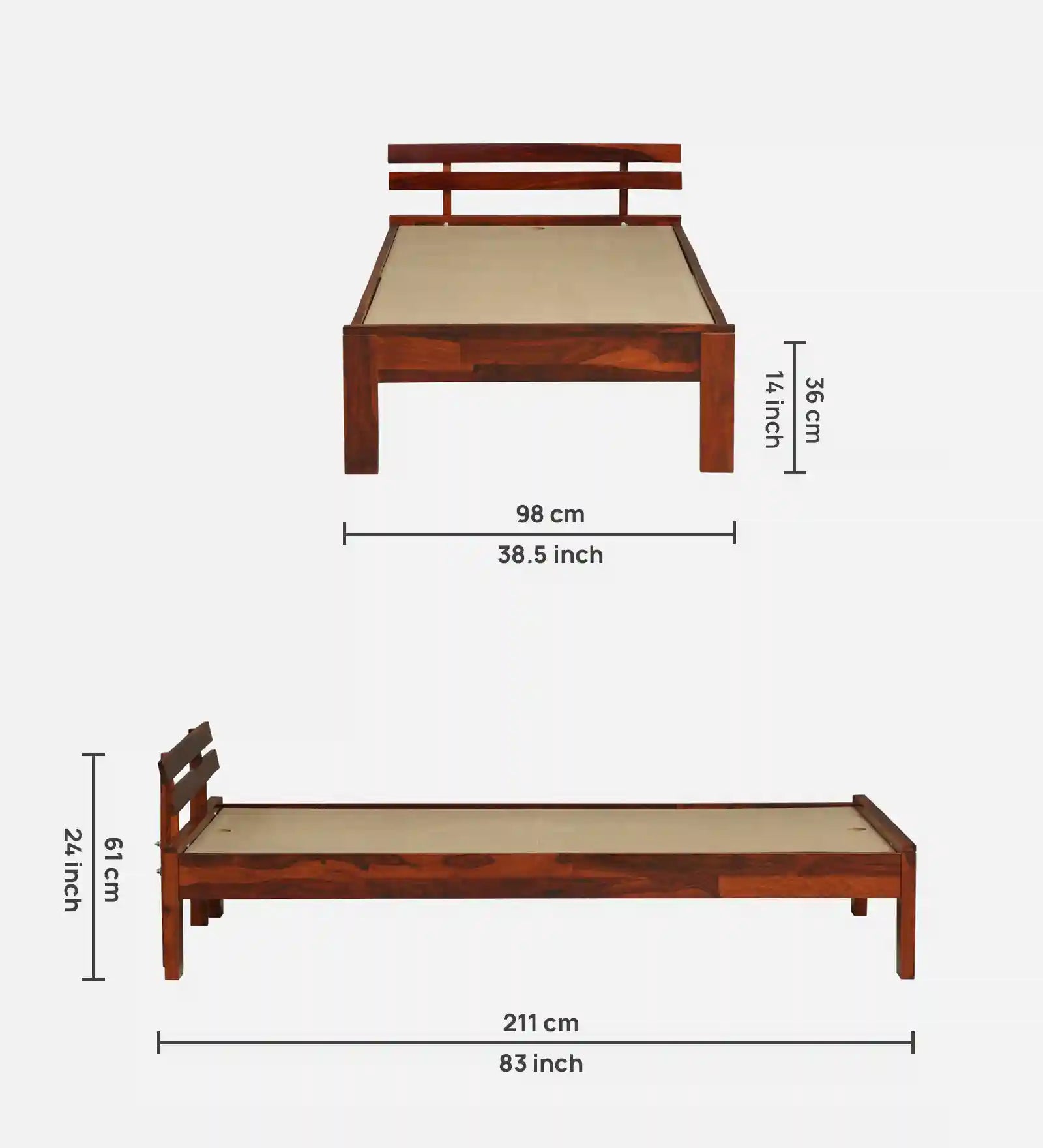 Vriksha single wooden bed simple style solid frame design India