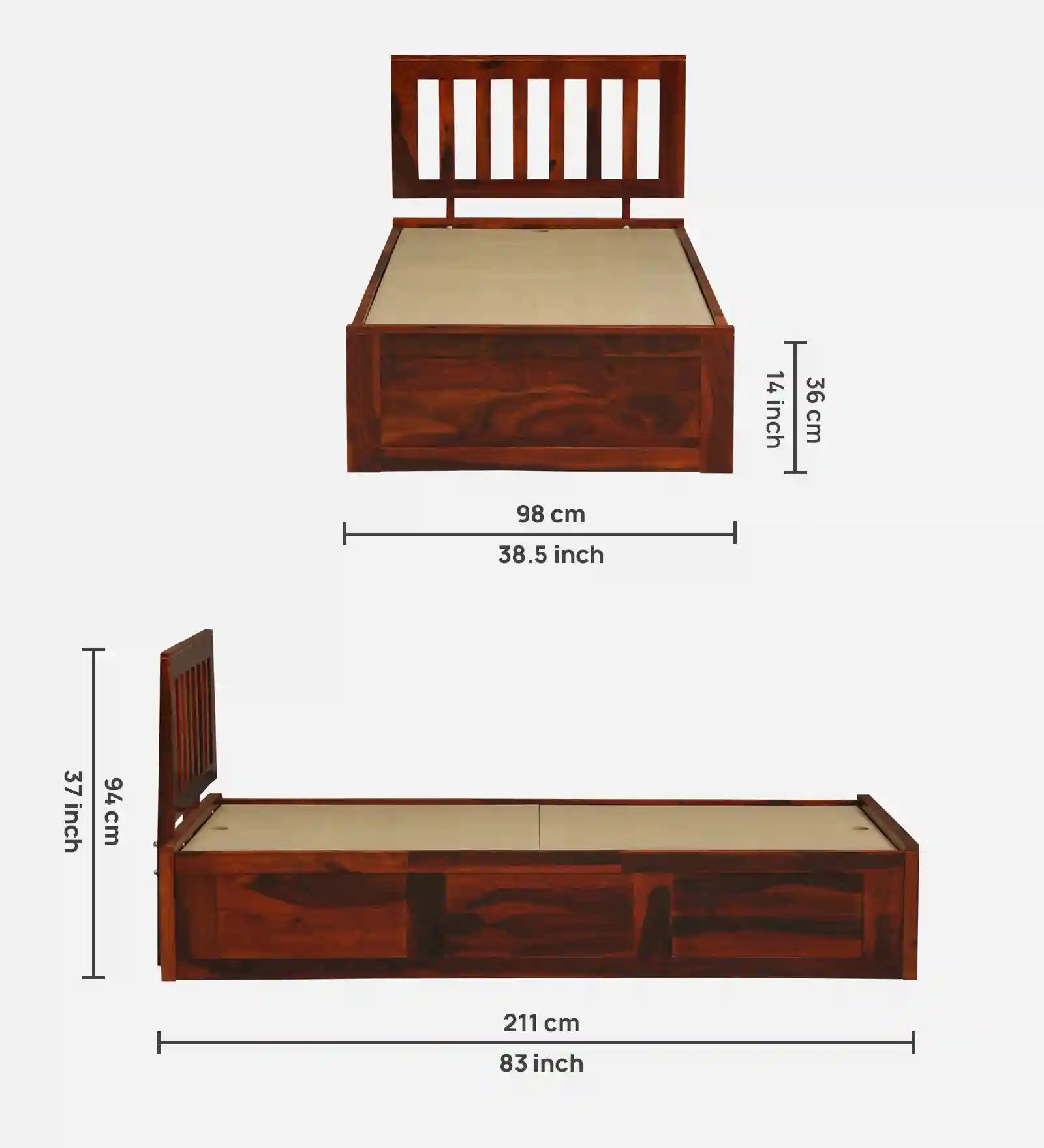 Vriksha solid wood bed single size trundle style modern furniture India